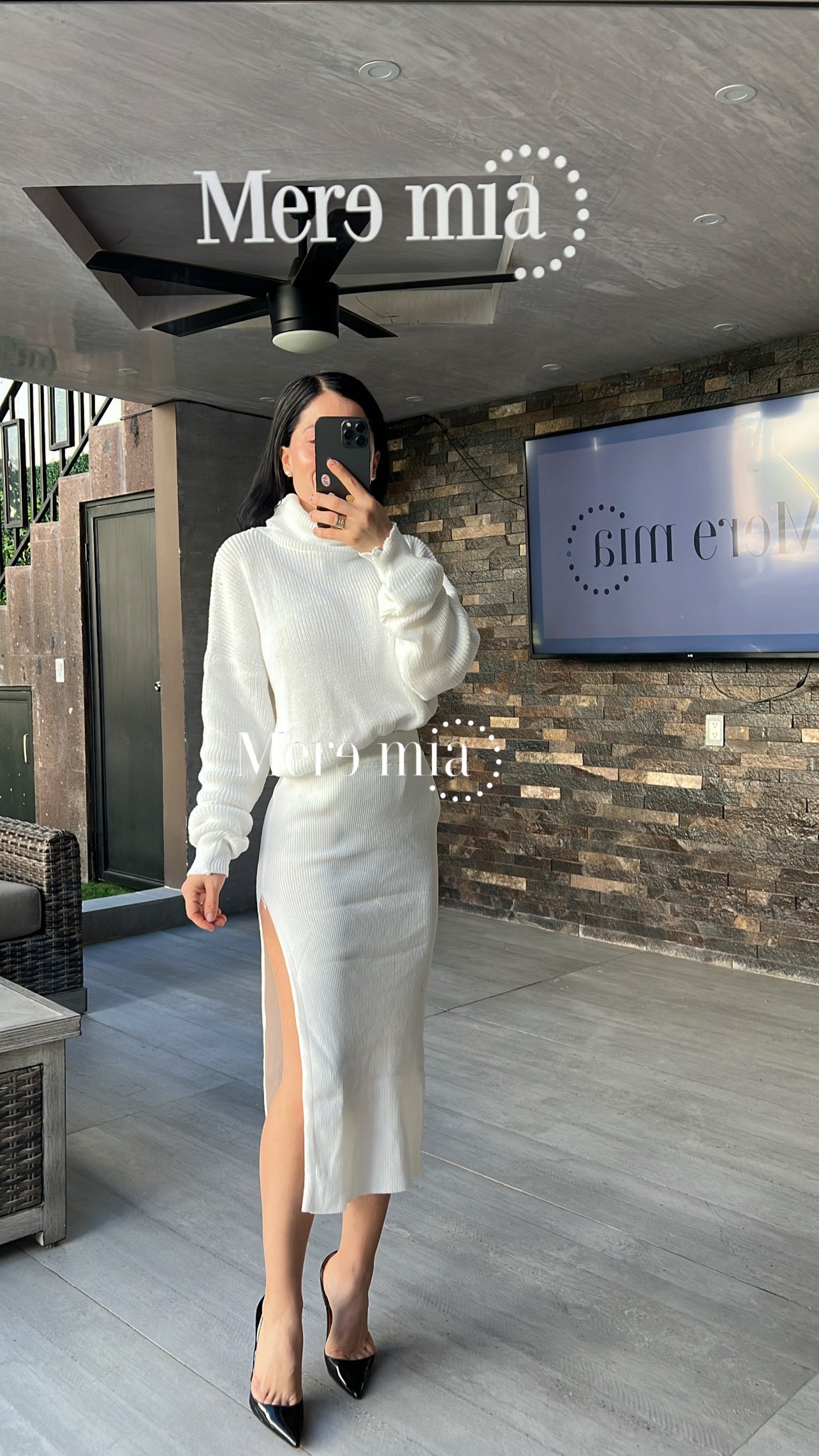 Conjunto blanco swet falda abert