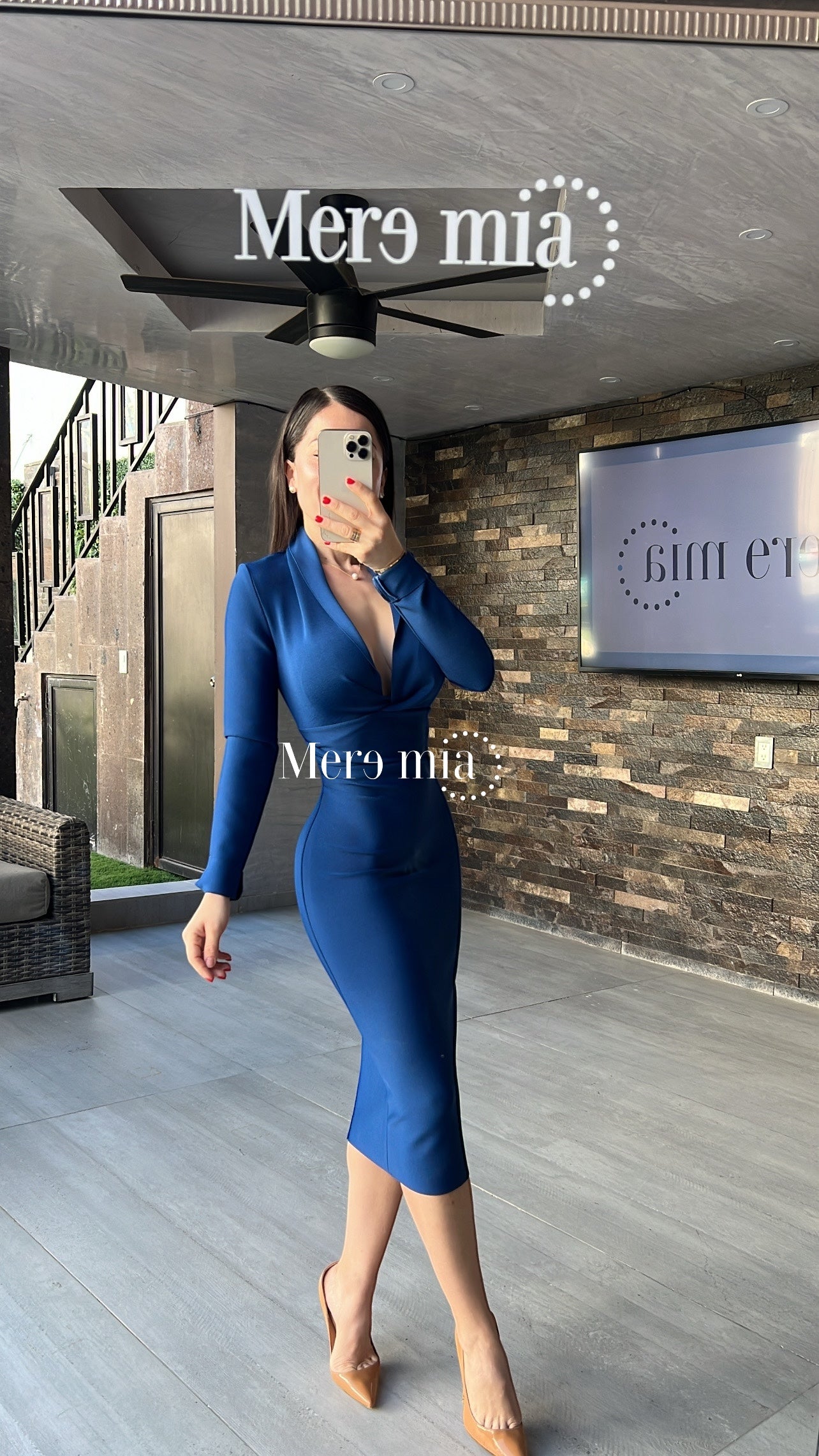 Vestido azul marino manga larga