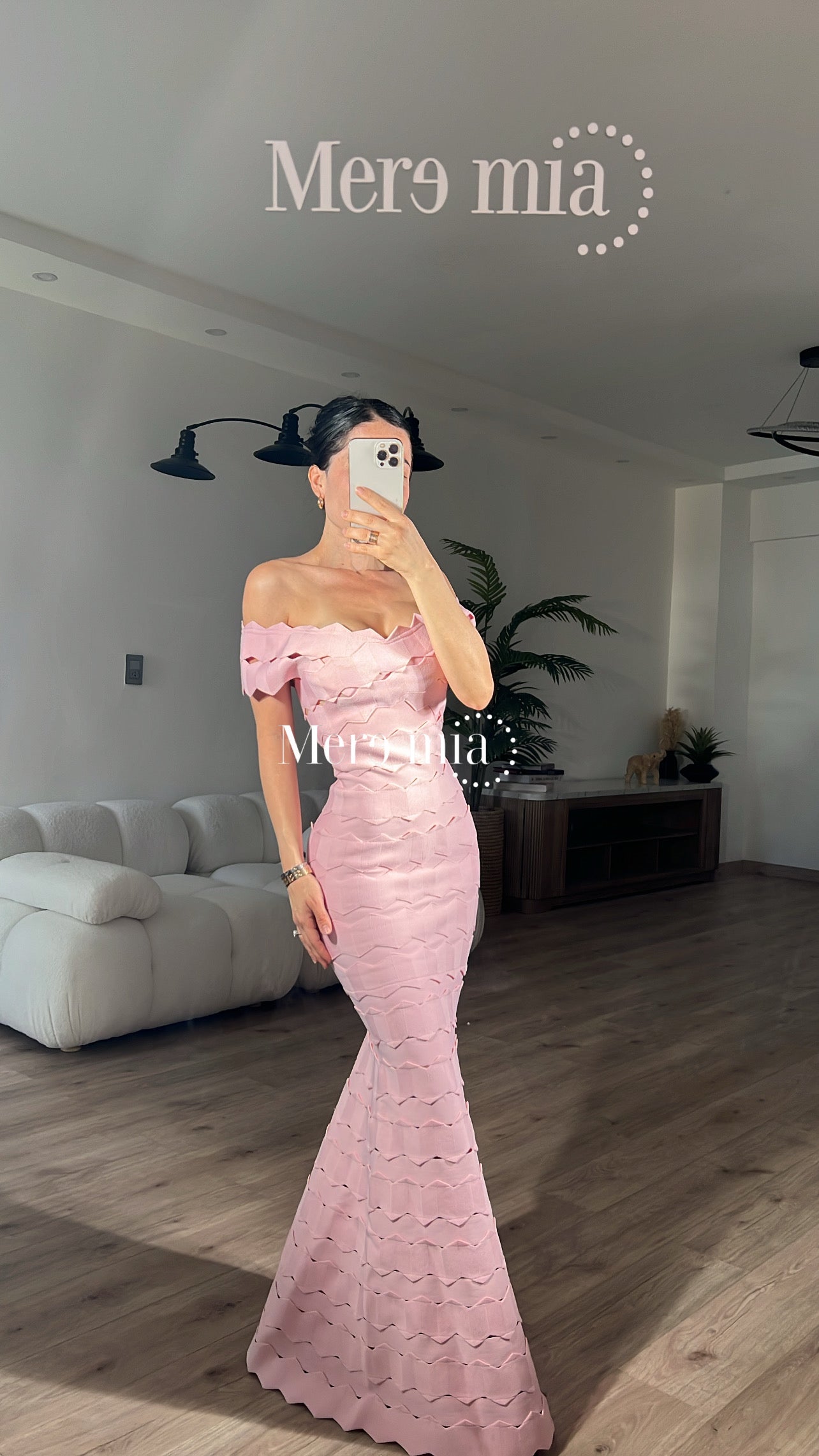 Vestido rosa ruff largo