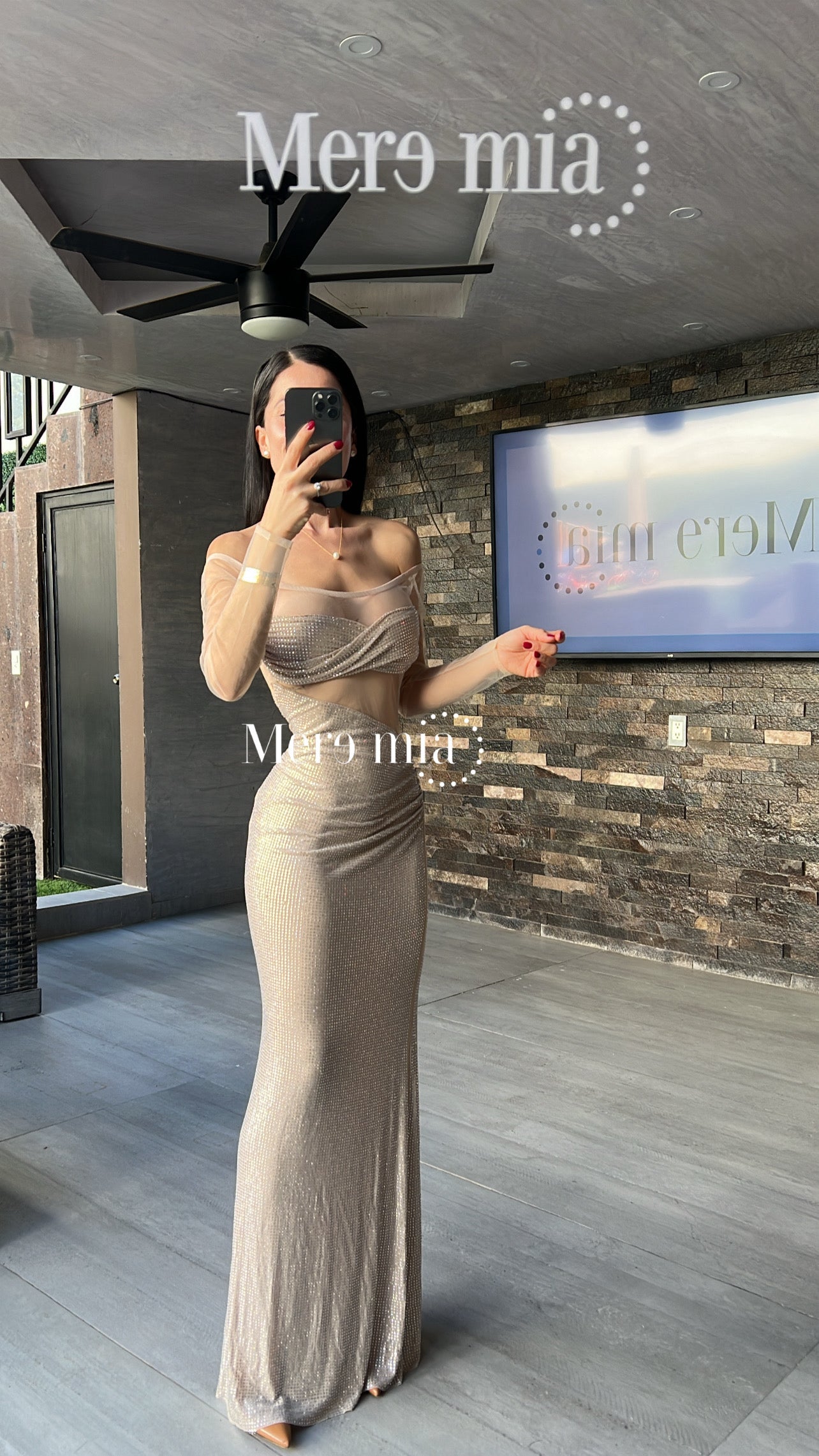 Vestido nude puntos