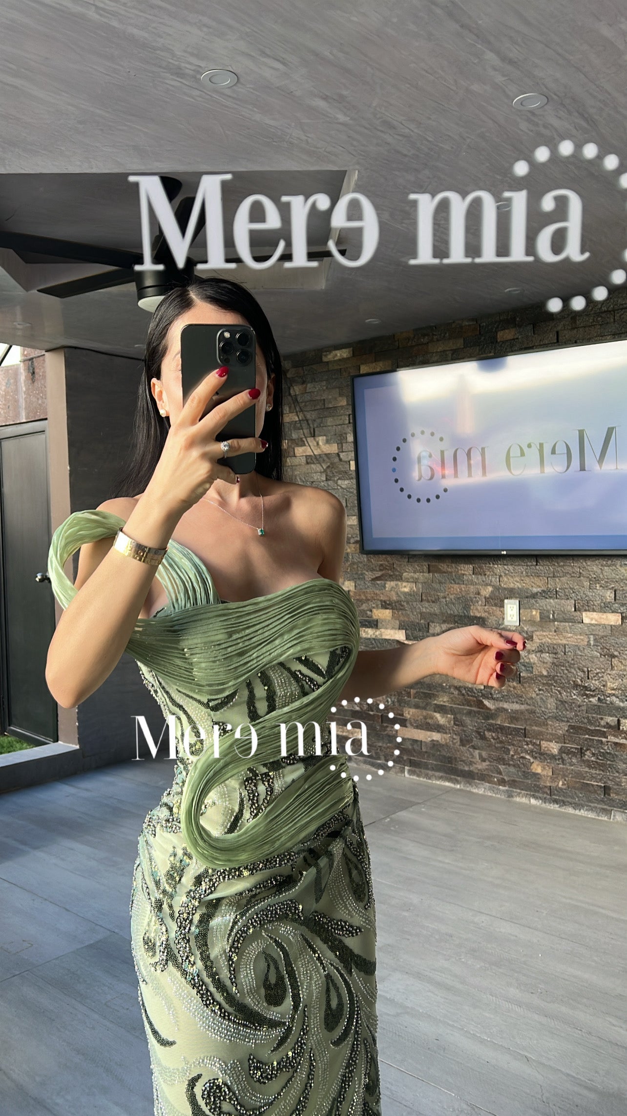 Vestido verde pist tul