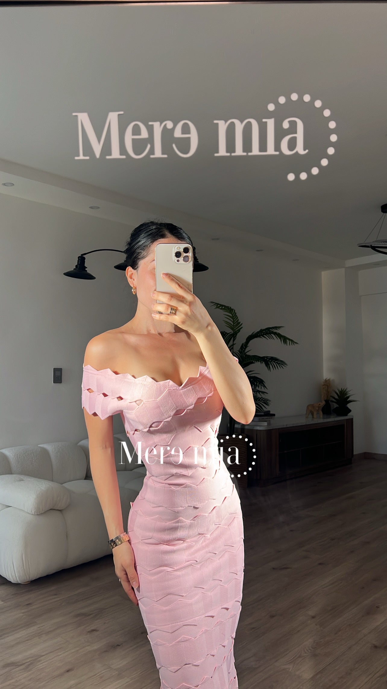 Vestido rosa ruff largo