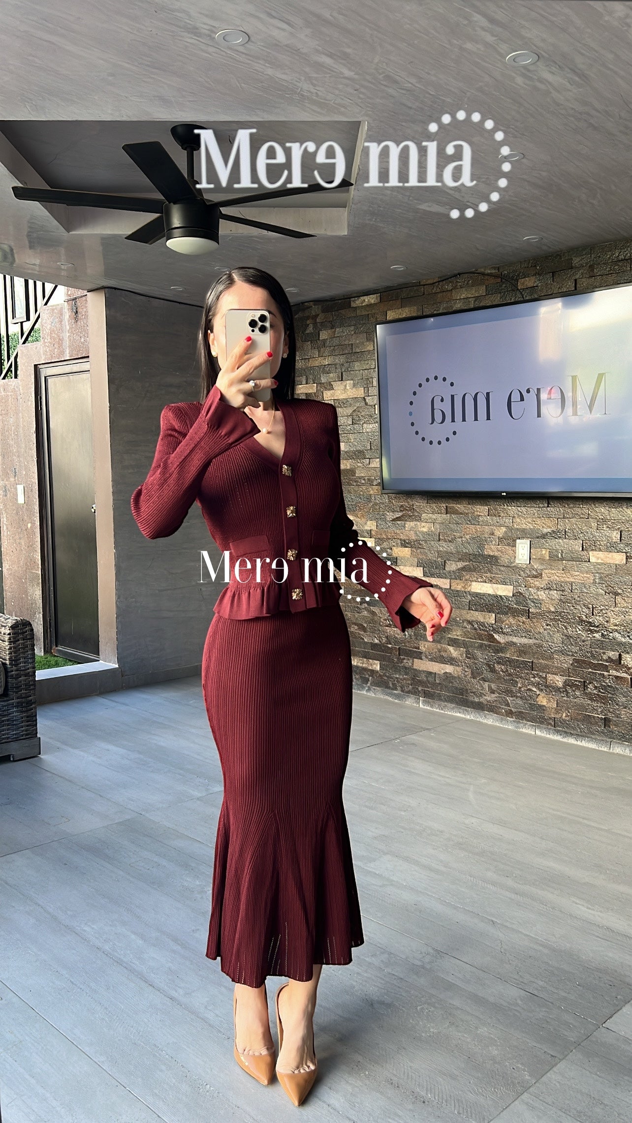 Conjunto tinto rayado