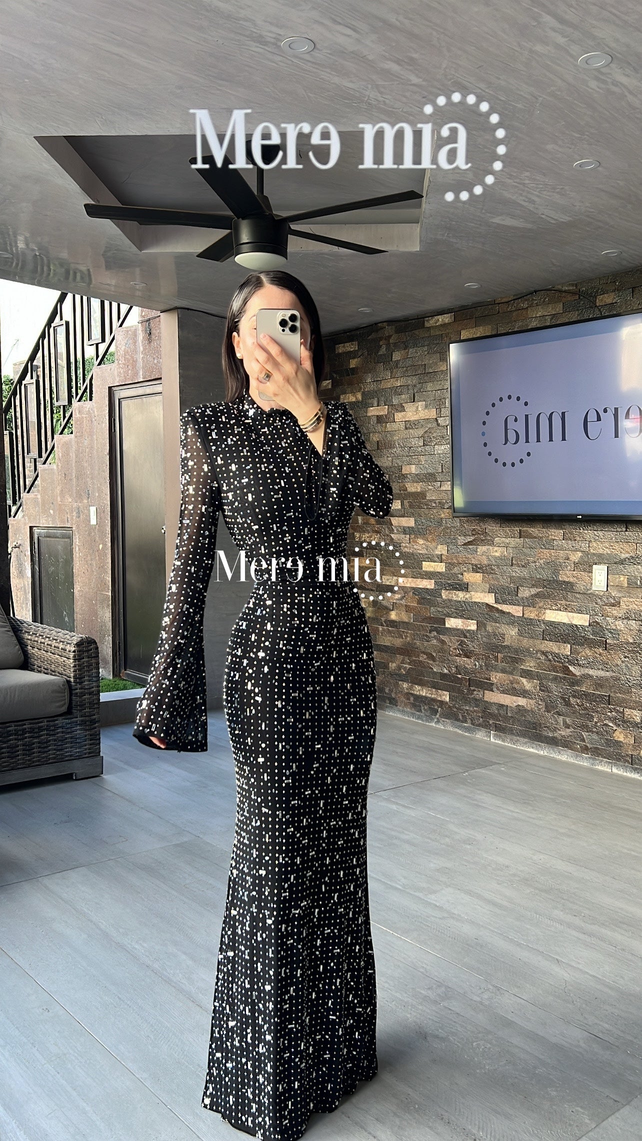 Vestido negro plata ml malla