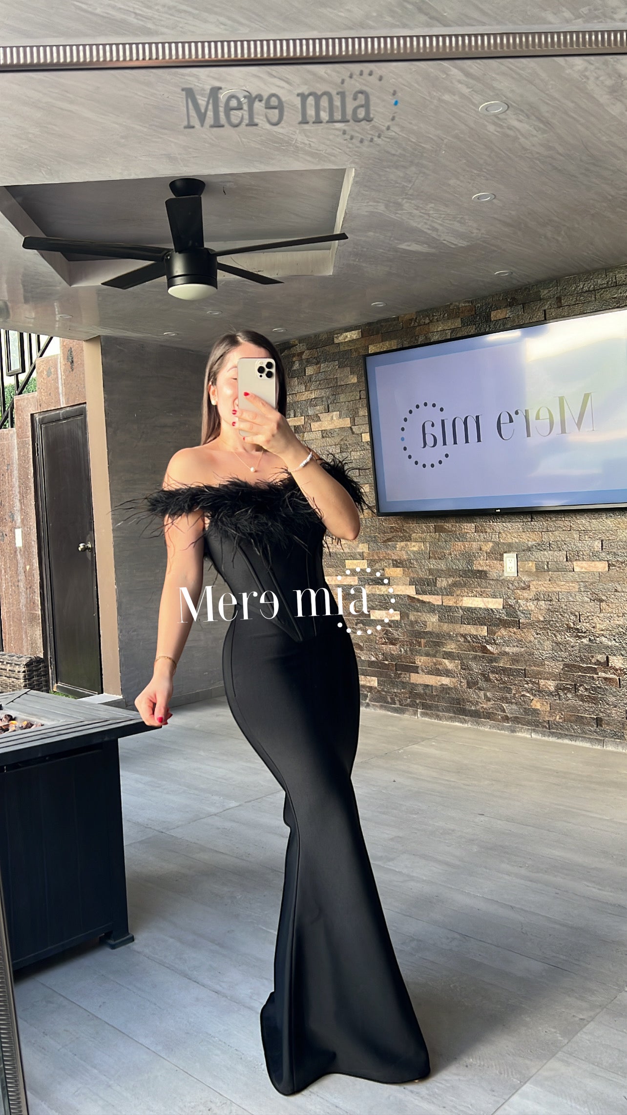 Conjunto plumas largo