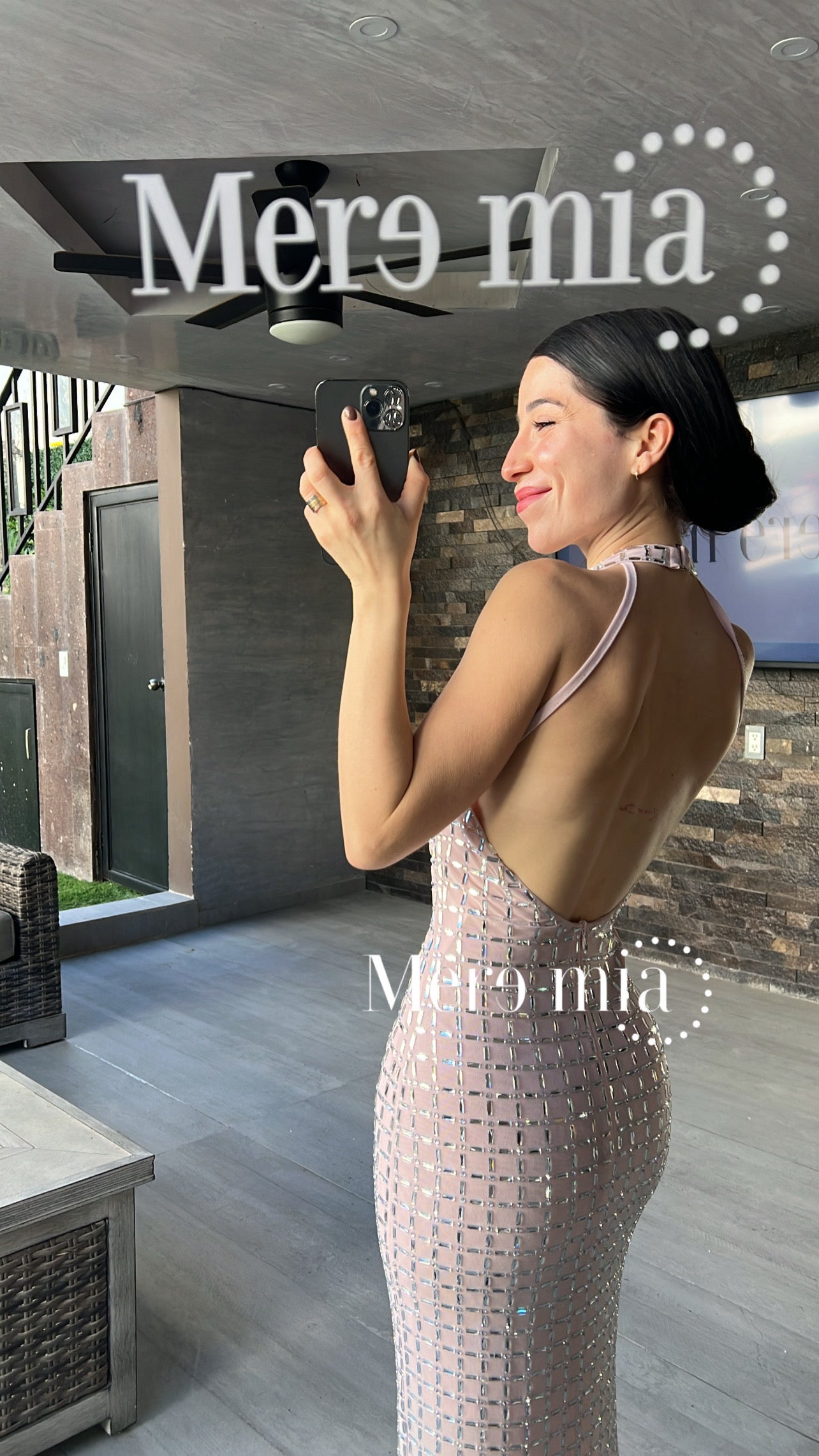 Vestido rosa halter cuad