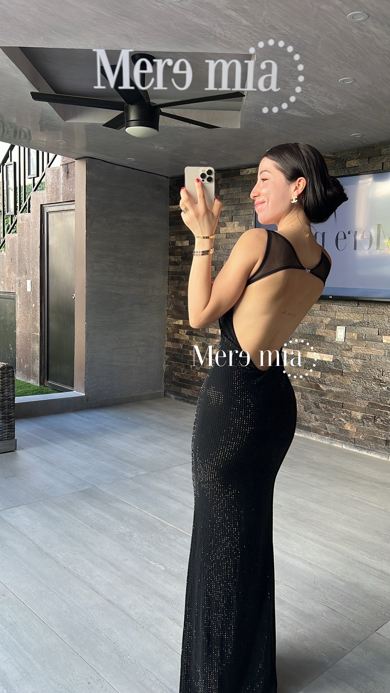 Vestido negro puntos malla