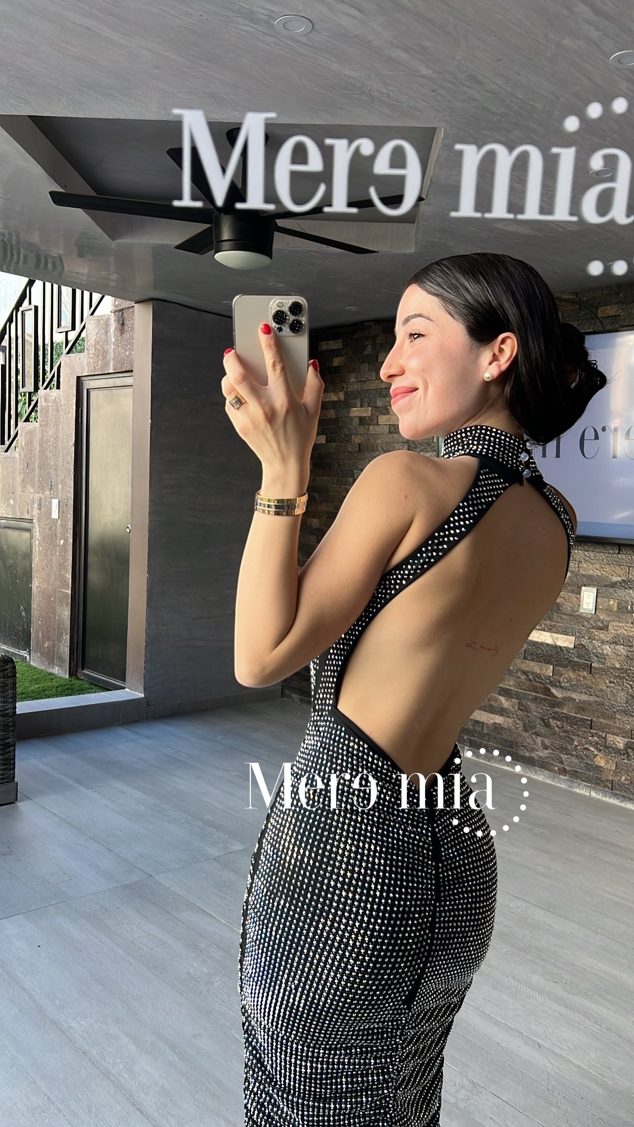 Vestido negro puntos plisado