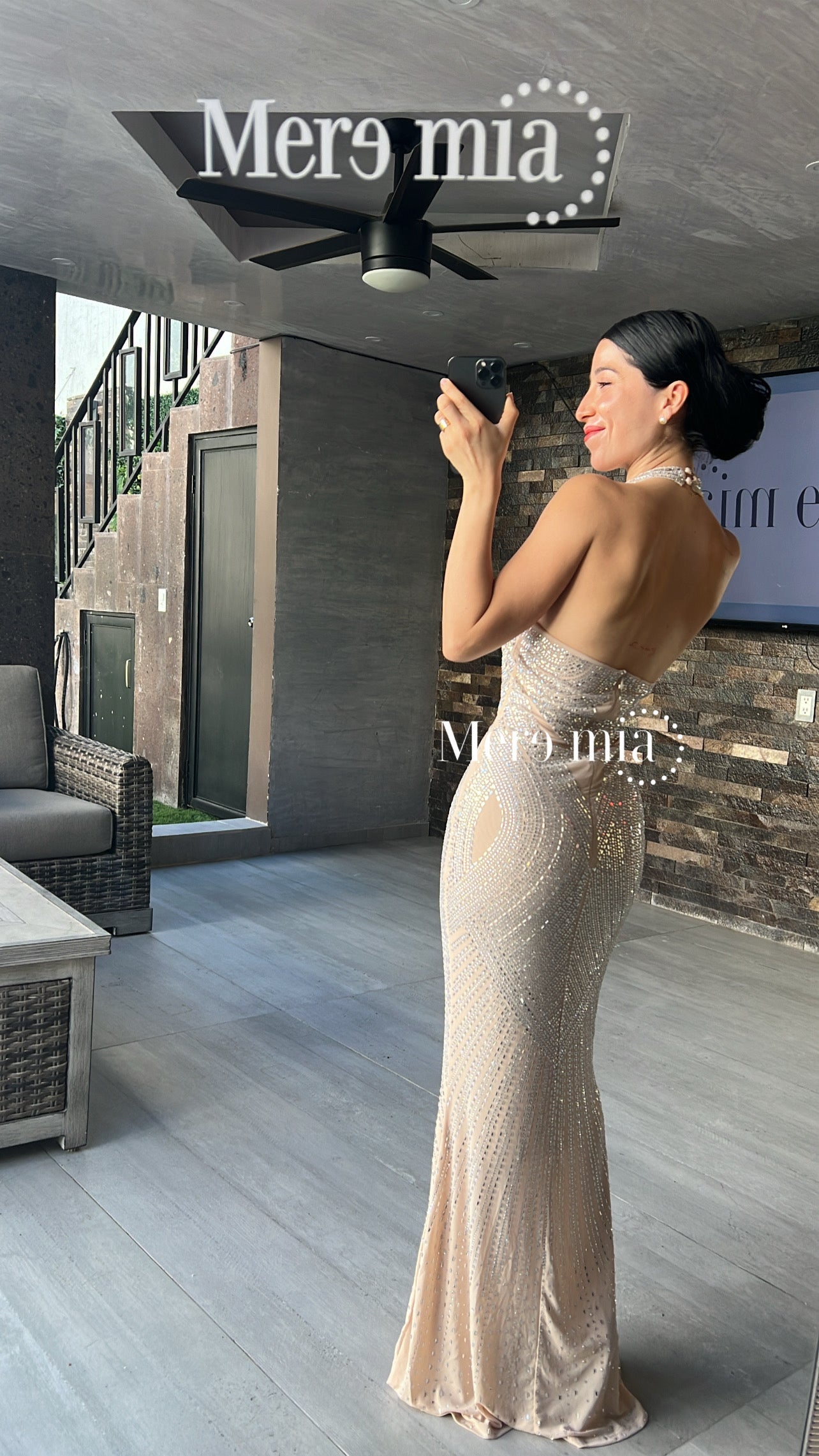 Vestido nude apl circ