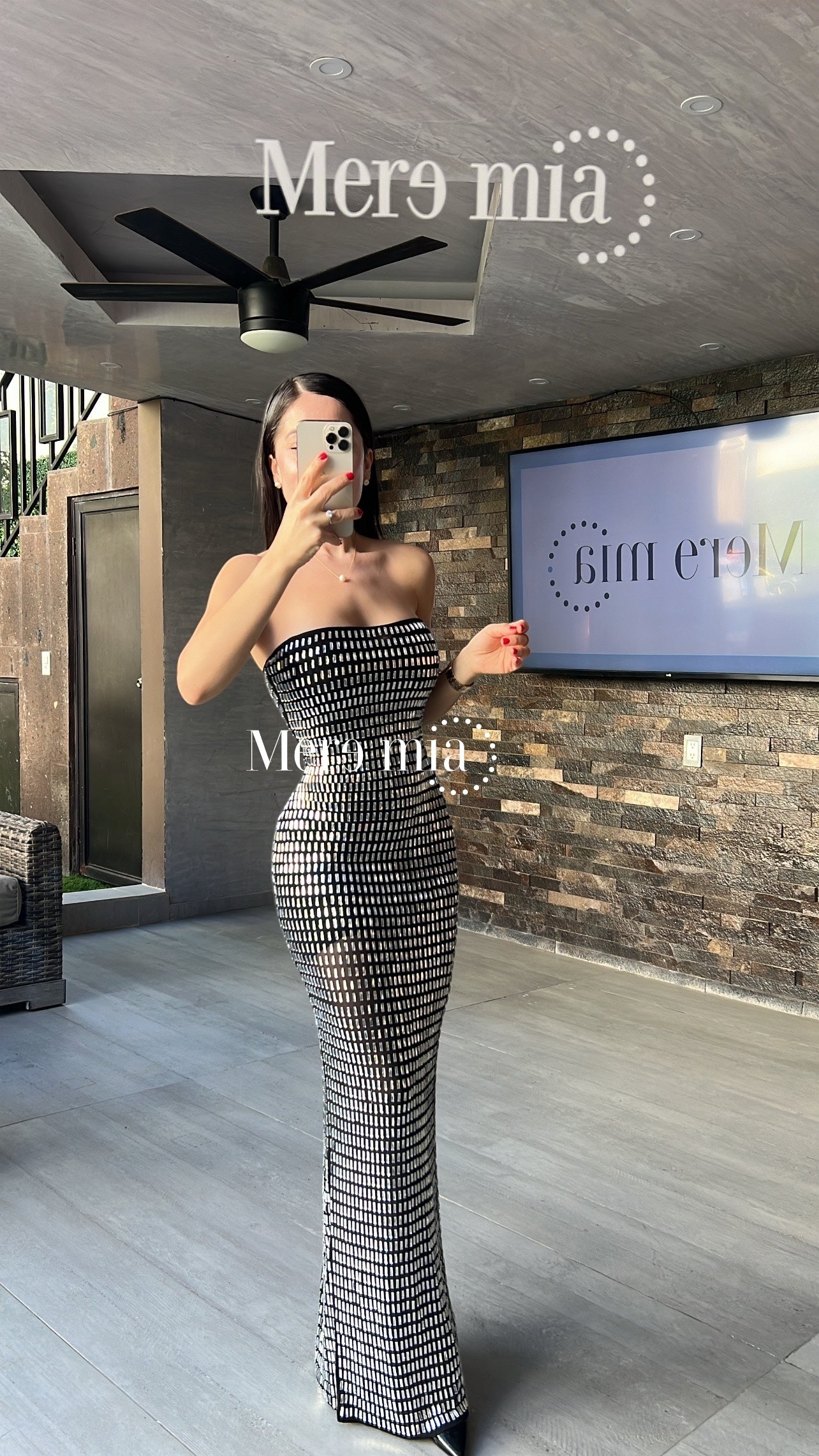 Vestido negro plata