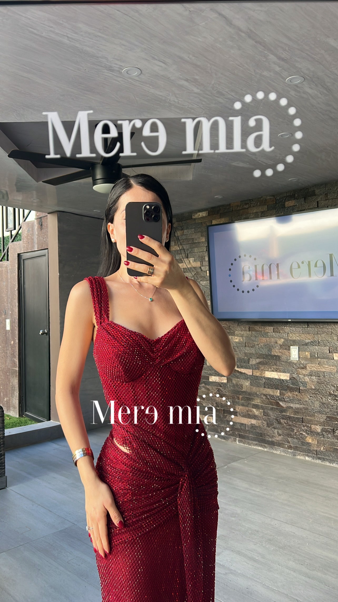 Vestido tinto puntos nudo brill