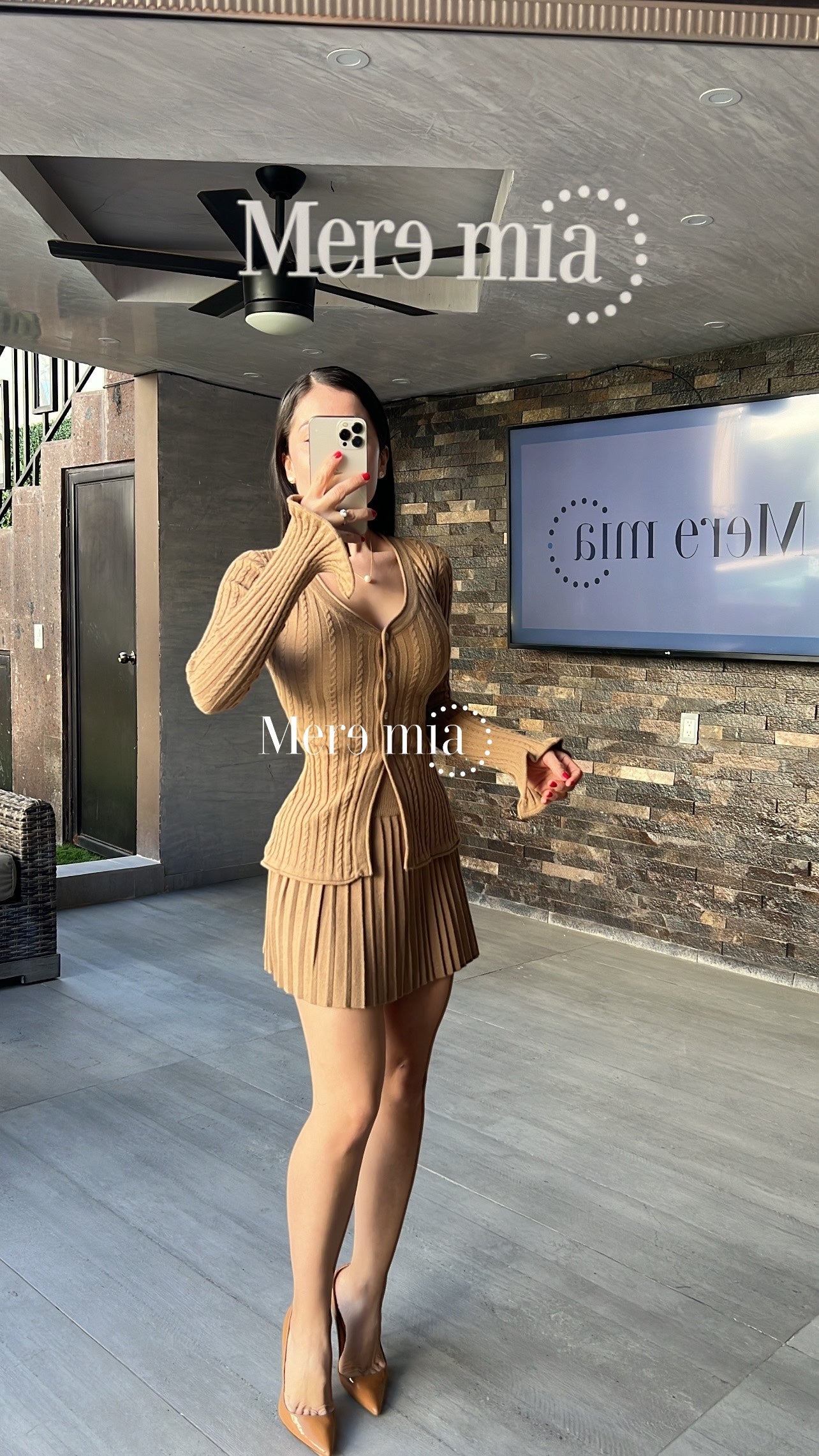 Conjunto moka rayado