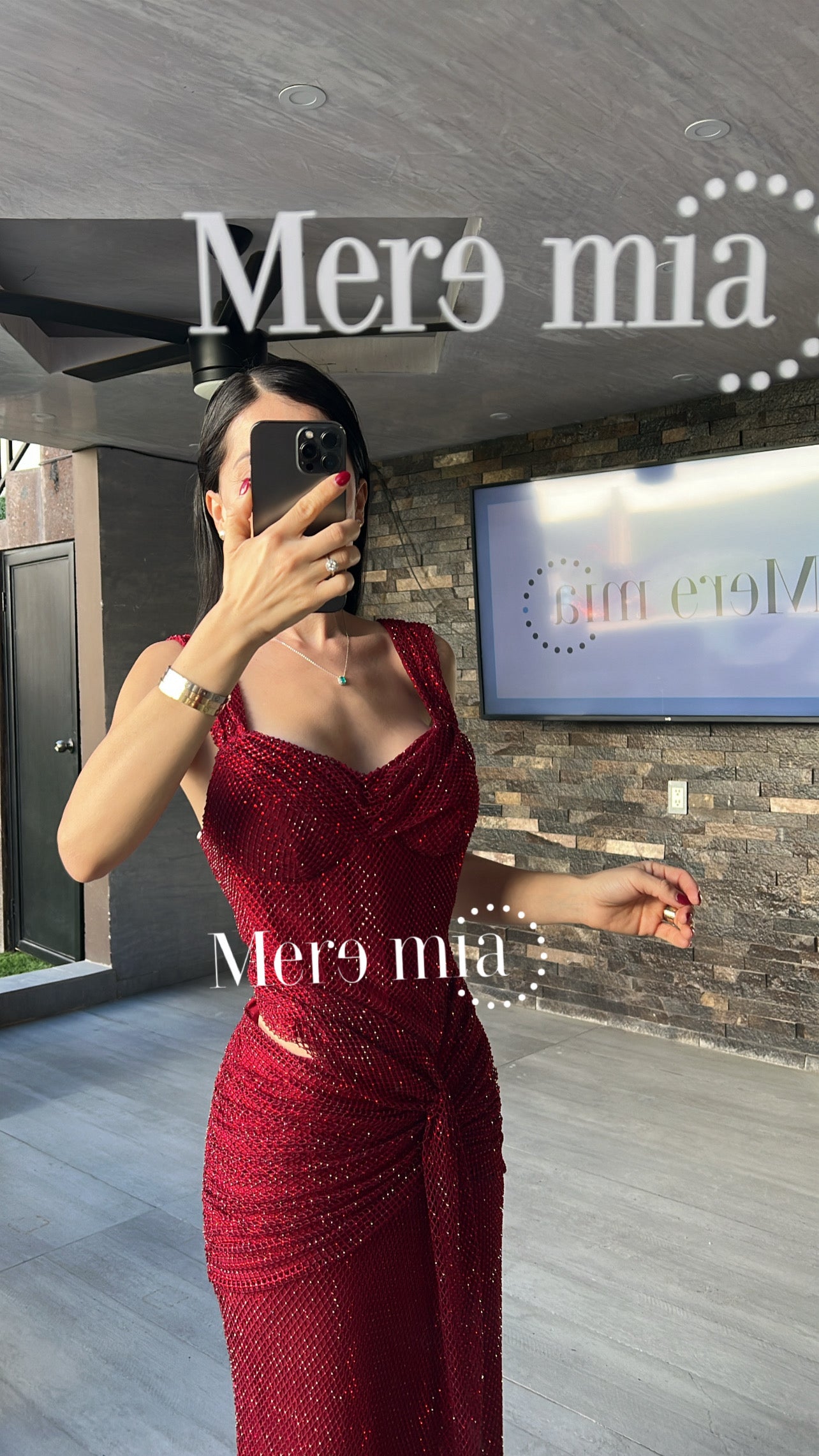 Vestido tinto puntos nudo brill