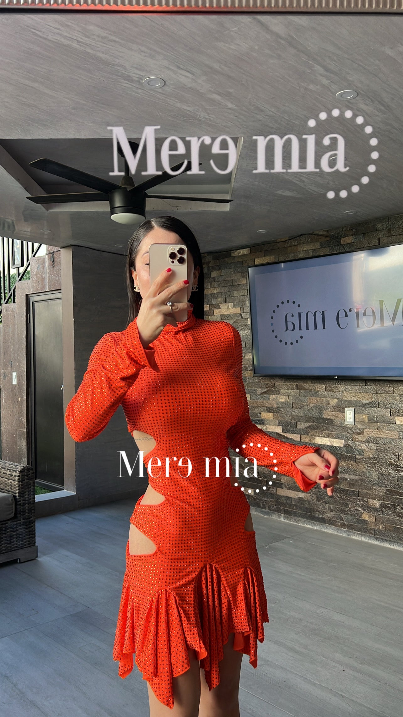 Vestido naranja puntos ml