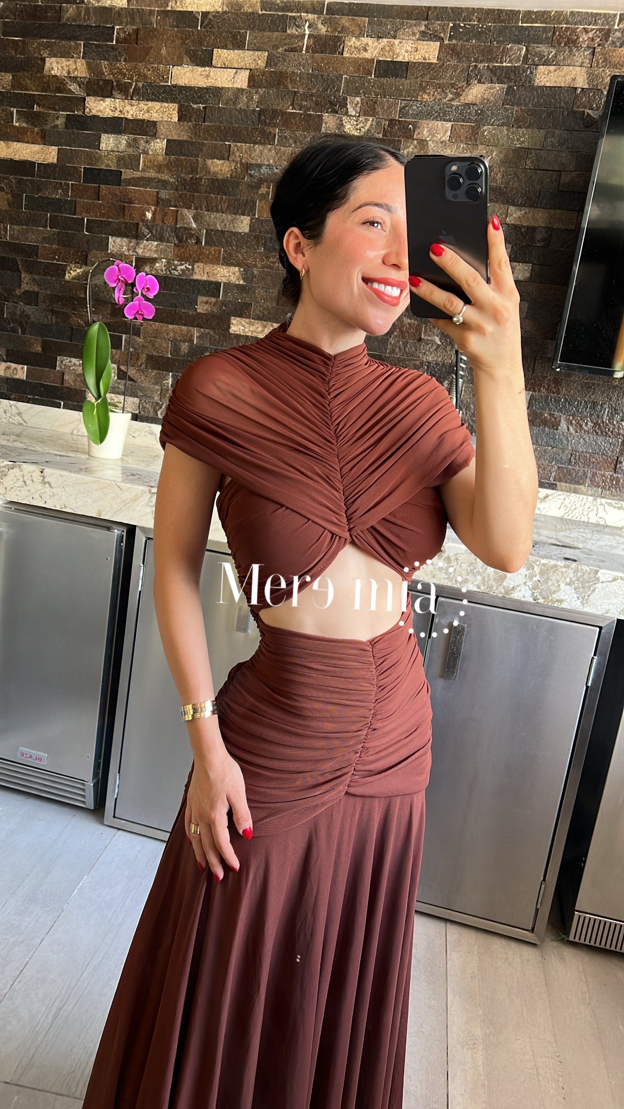 Vestido chal plisado abd
