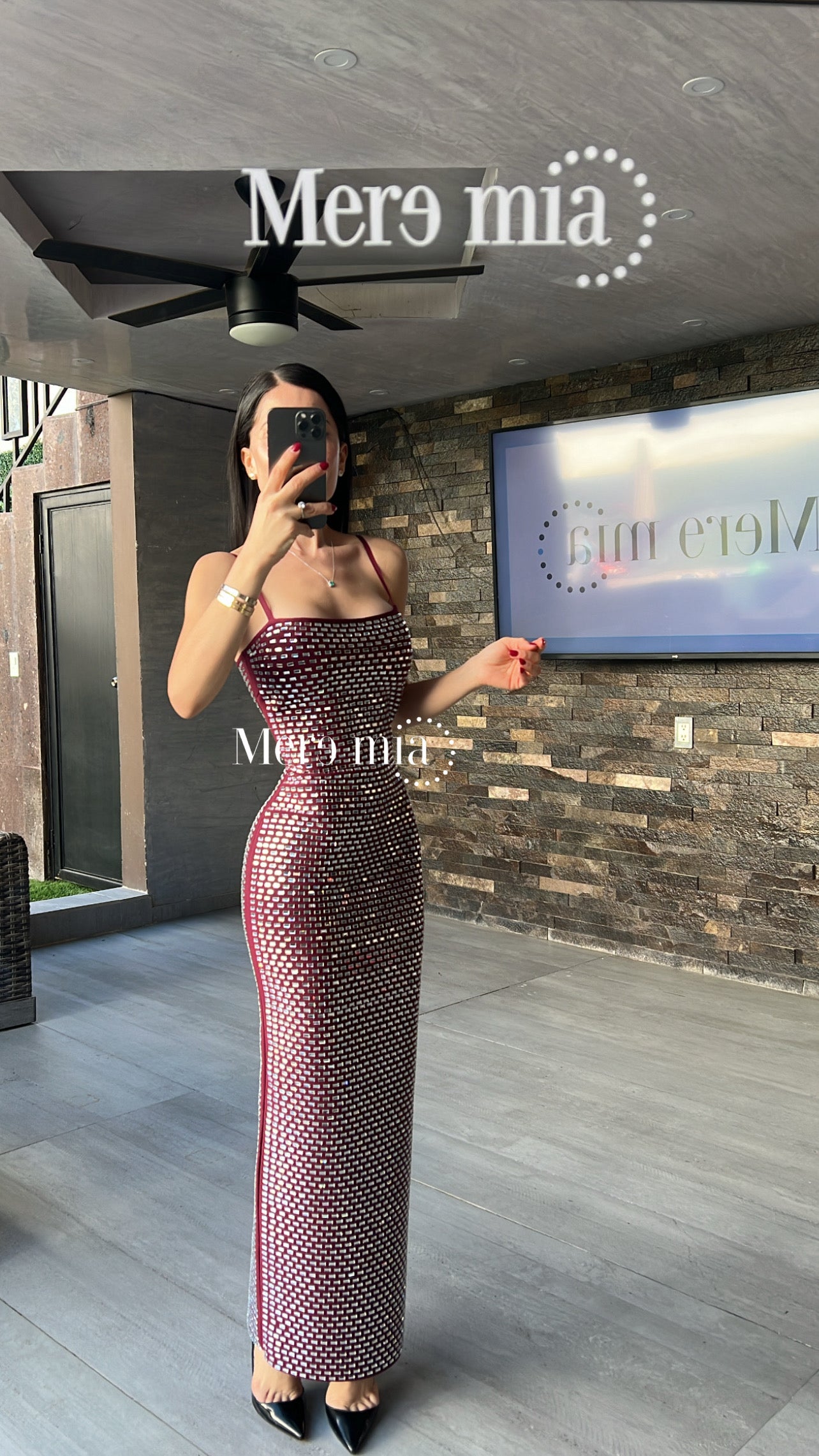 Vestido tinto apl plata