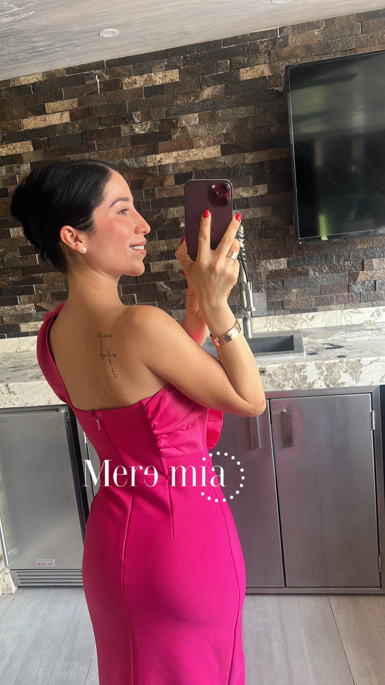 Vestido rosa f hombro sat