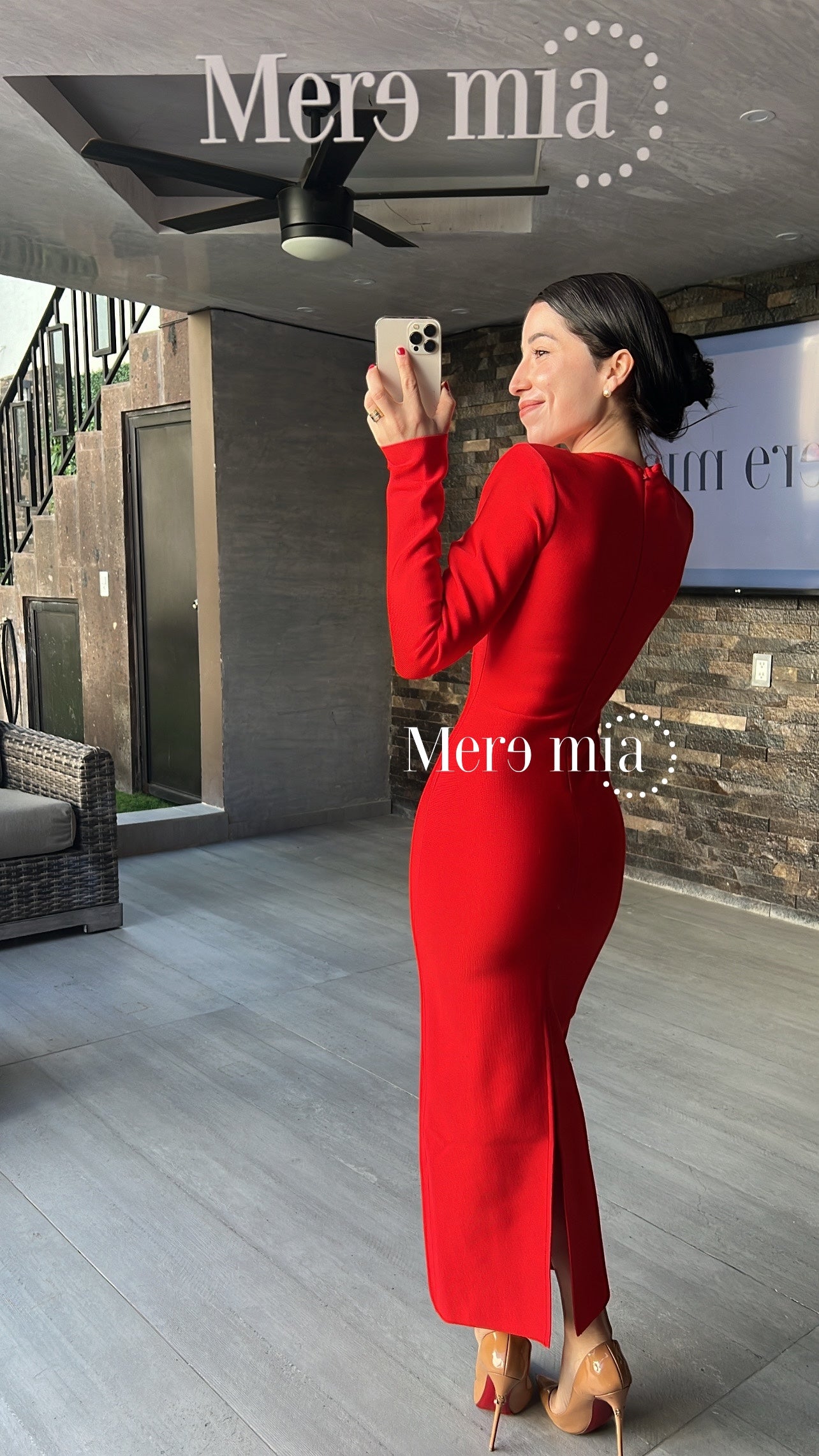 Vestido rojo brillos copa