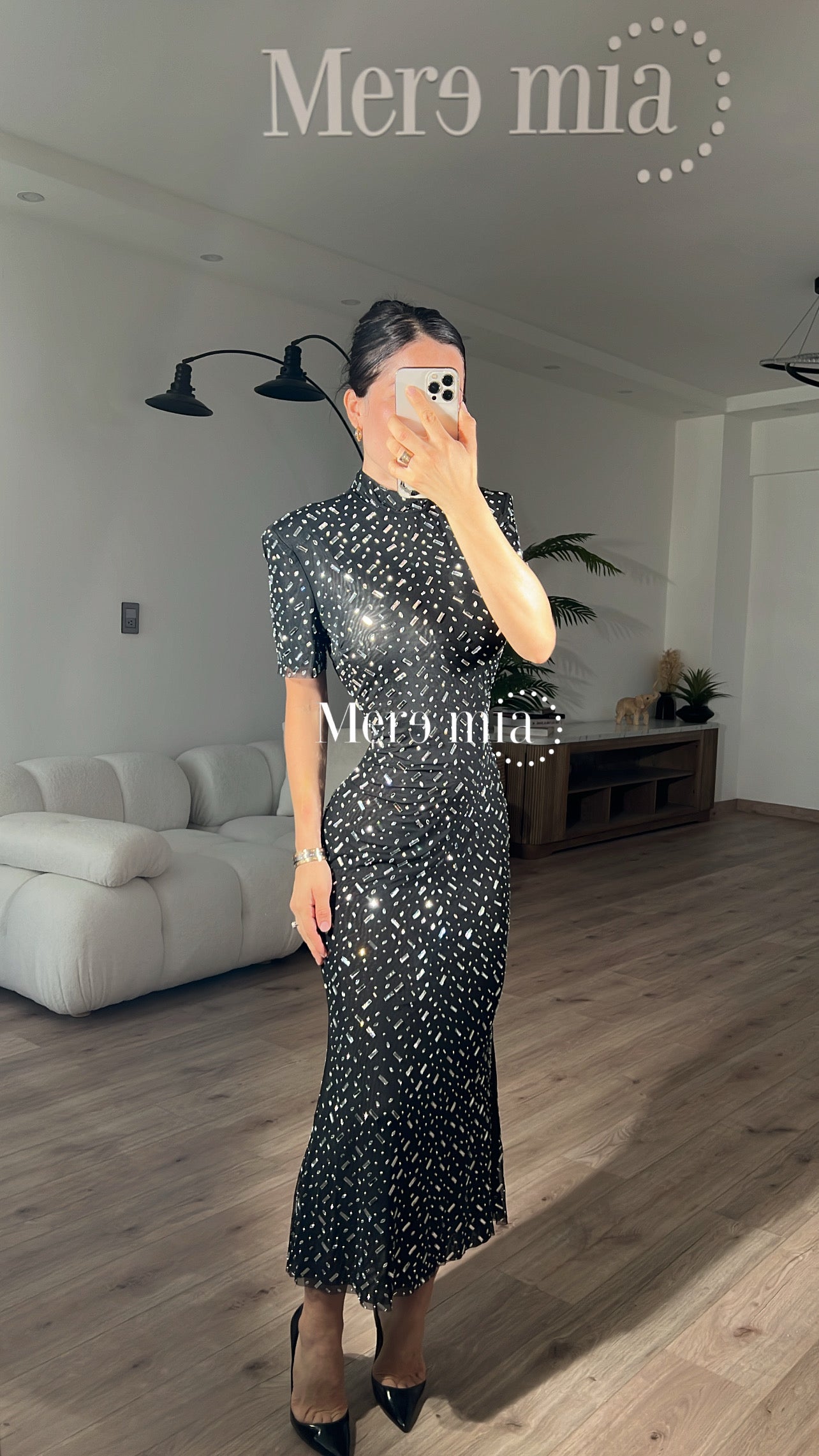 Vestido negro mc cuello