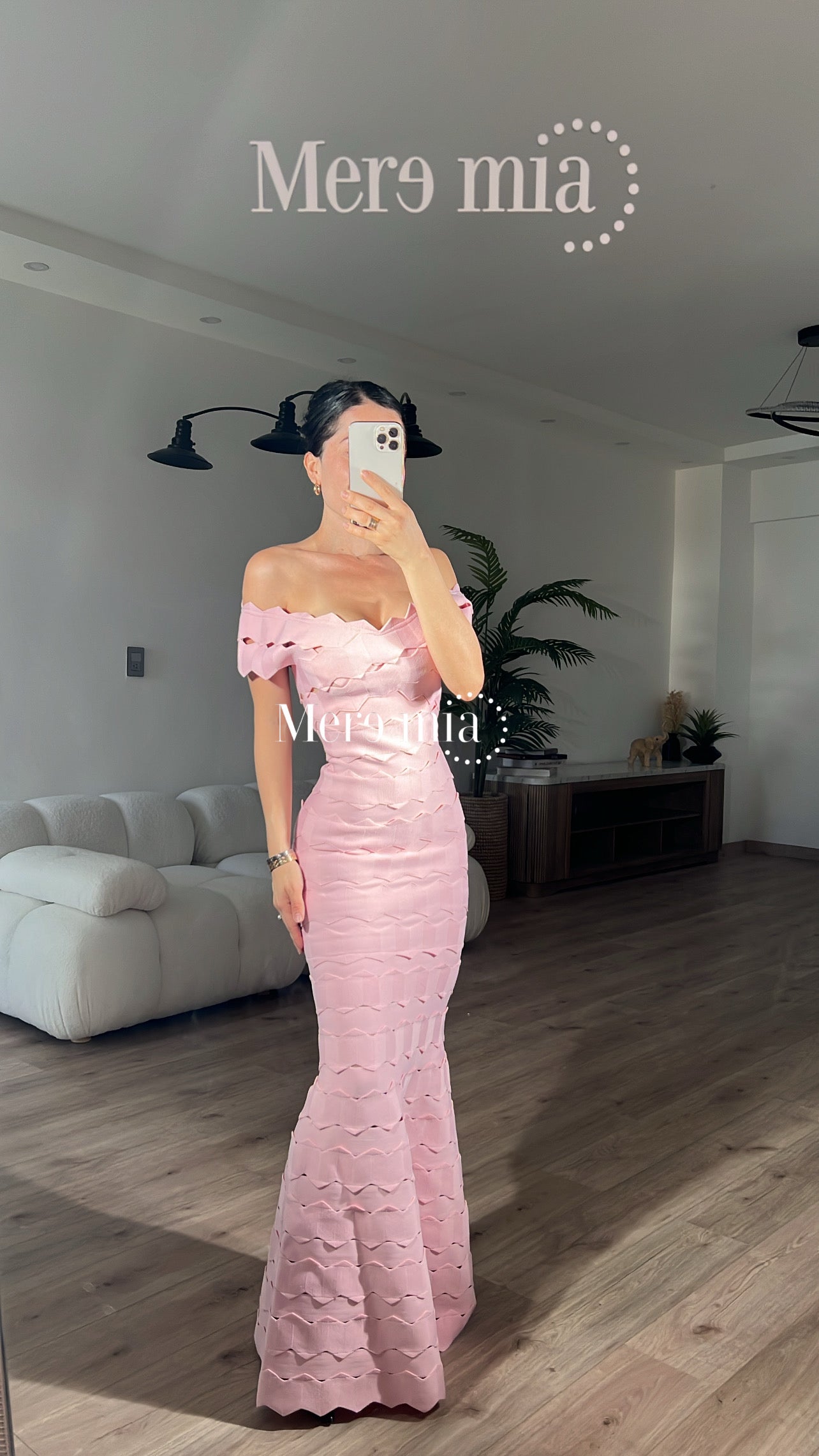 Vestido rosa ruff largo