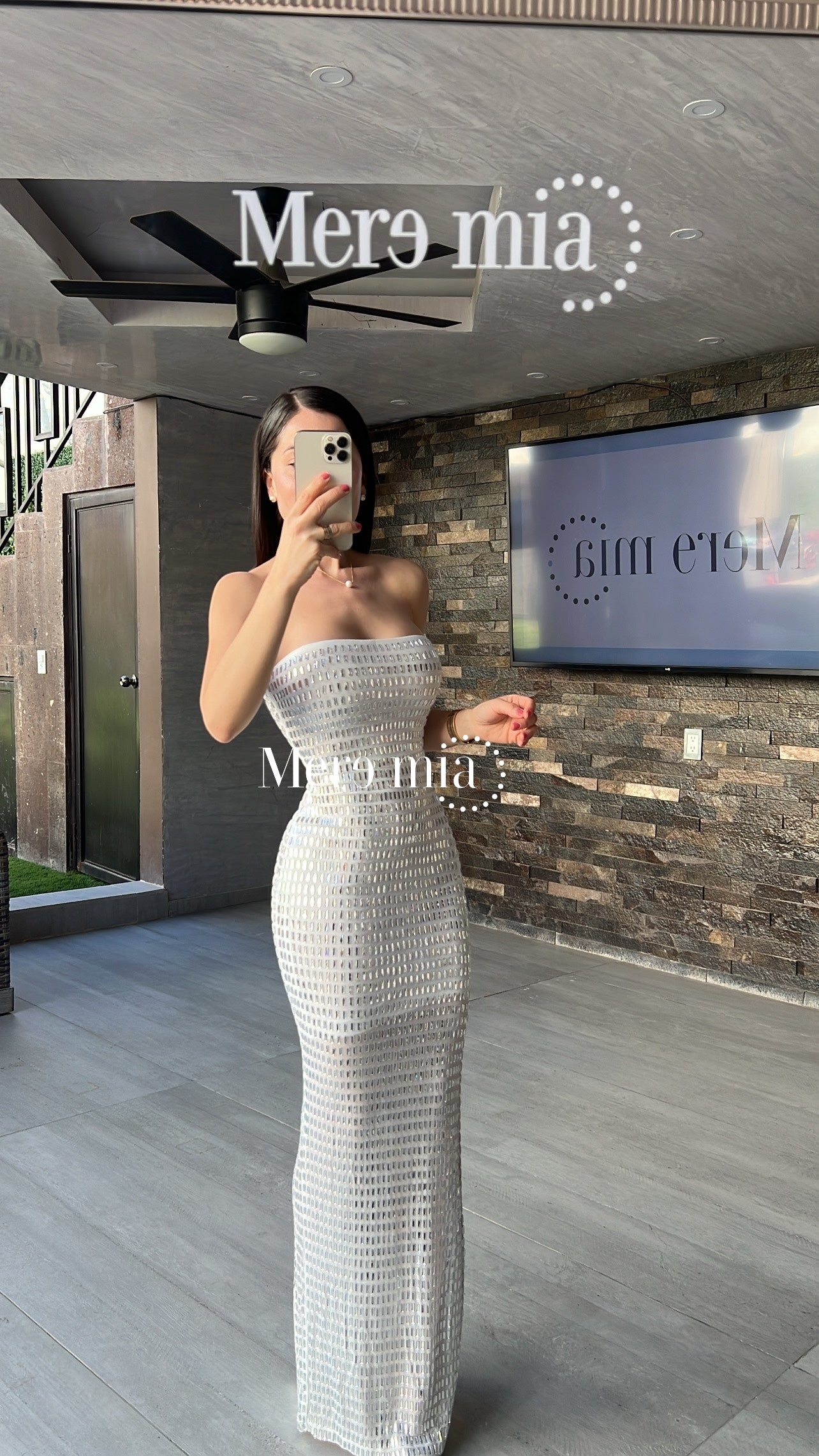 Vestido plata rect largo