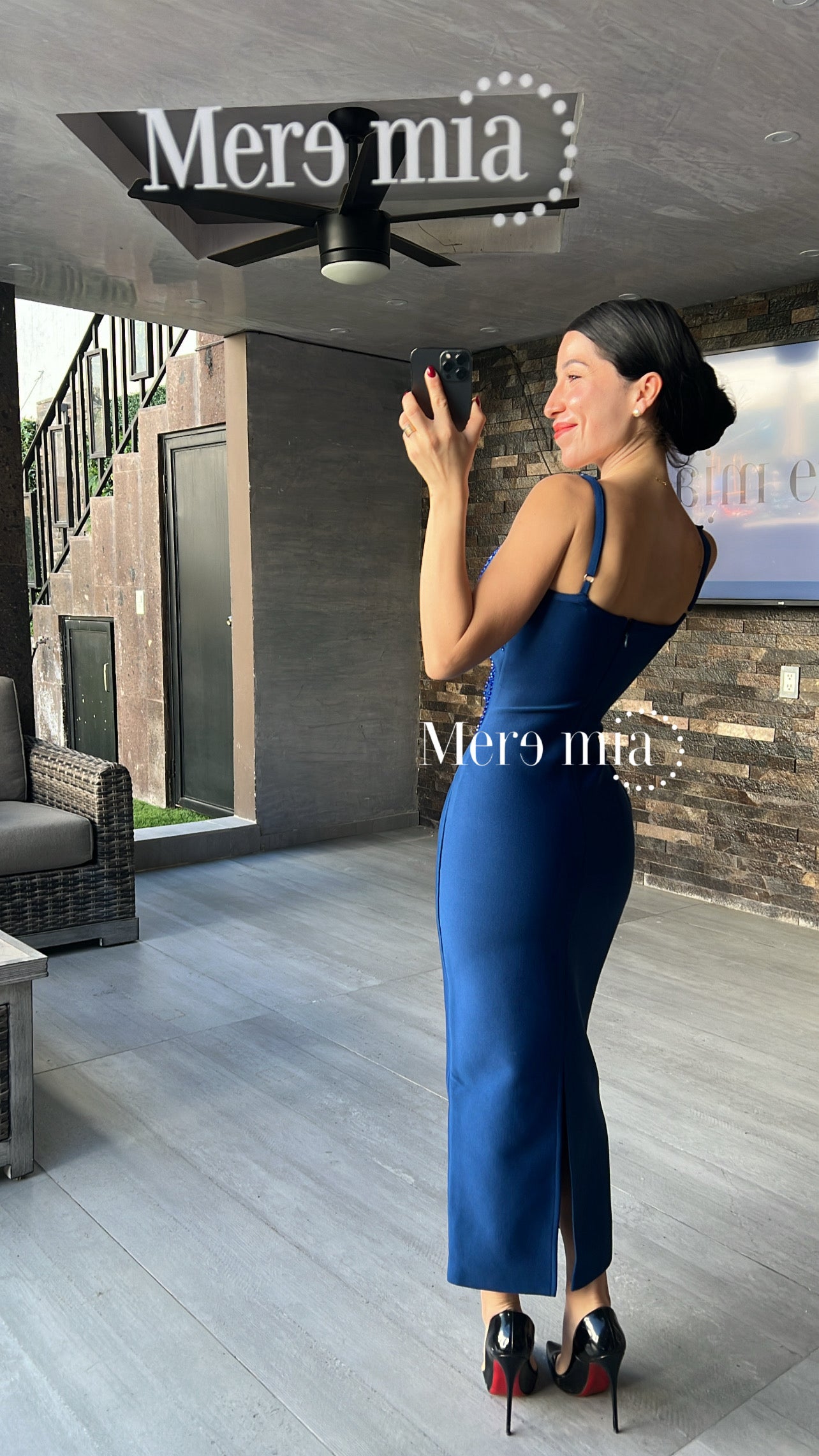 Vestido lent copas azul