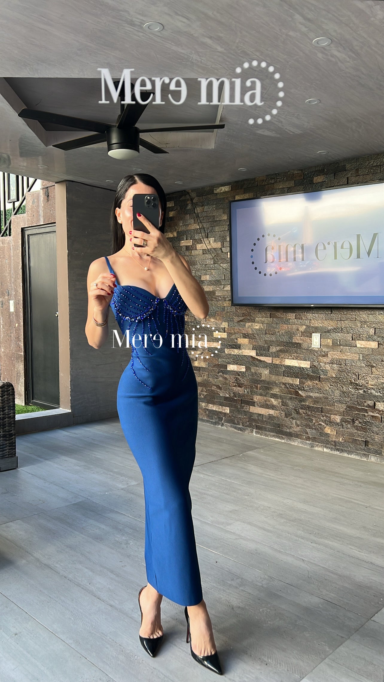 Vestido lent copas azul