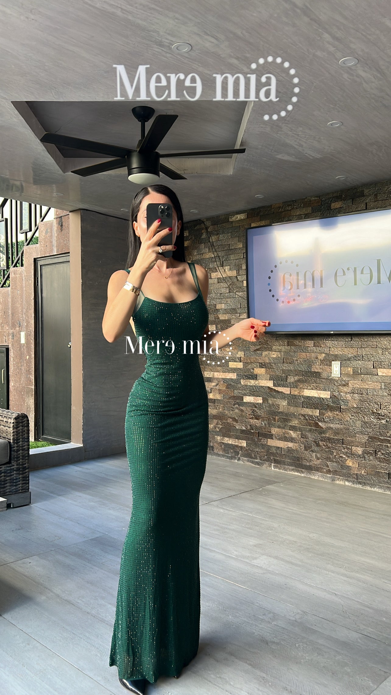 Vestido verde puntos malla