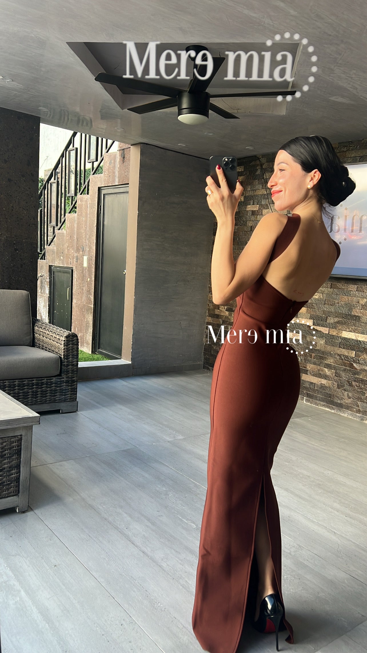 Vestido café halter