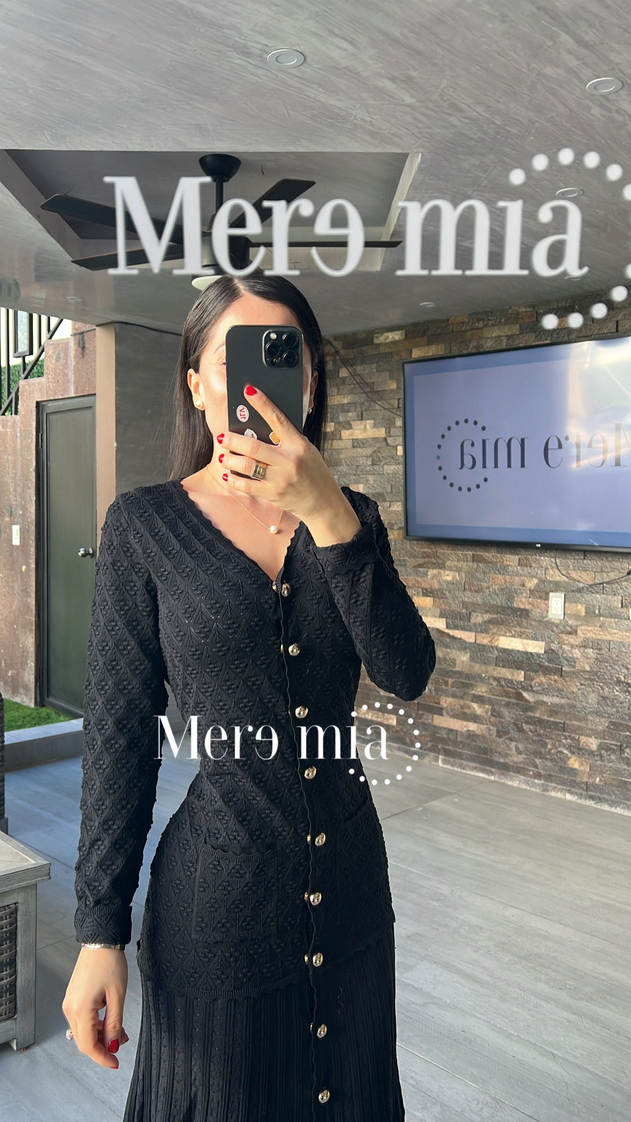 Vestido negro rayado botones