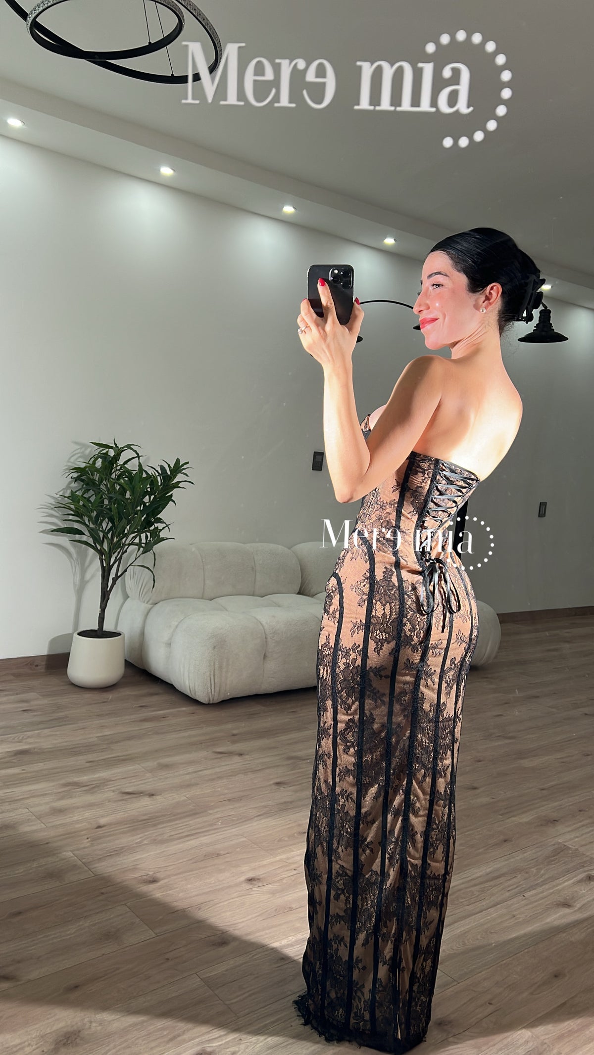 Vestido encaje rayas