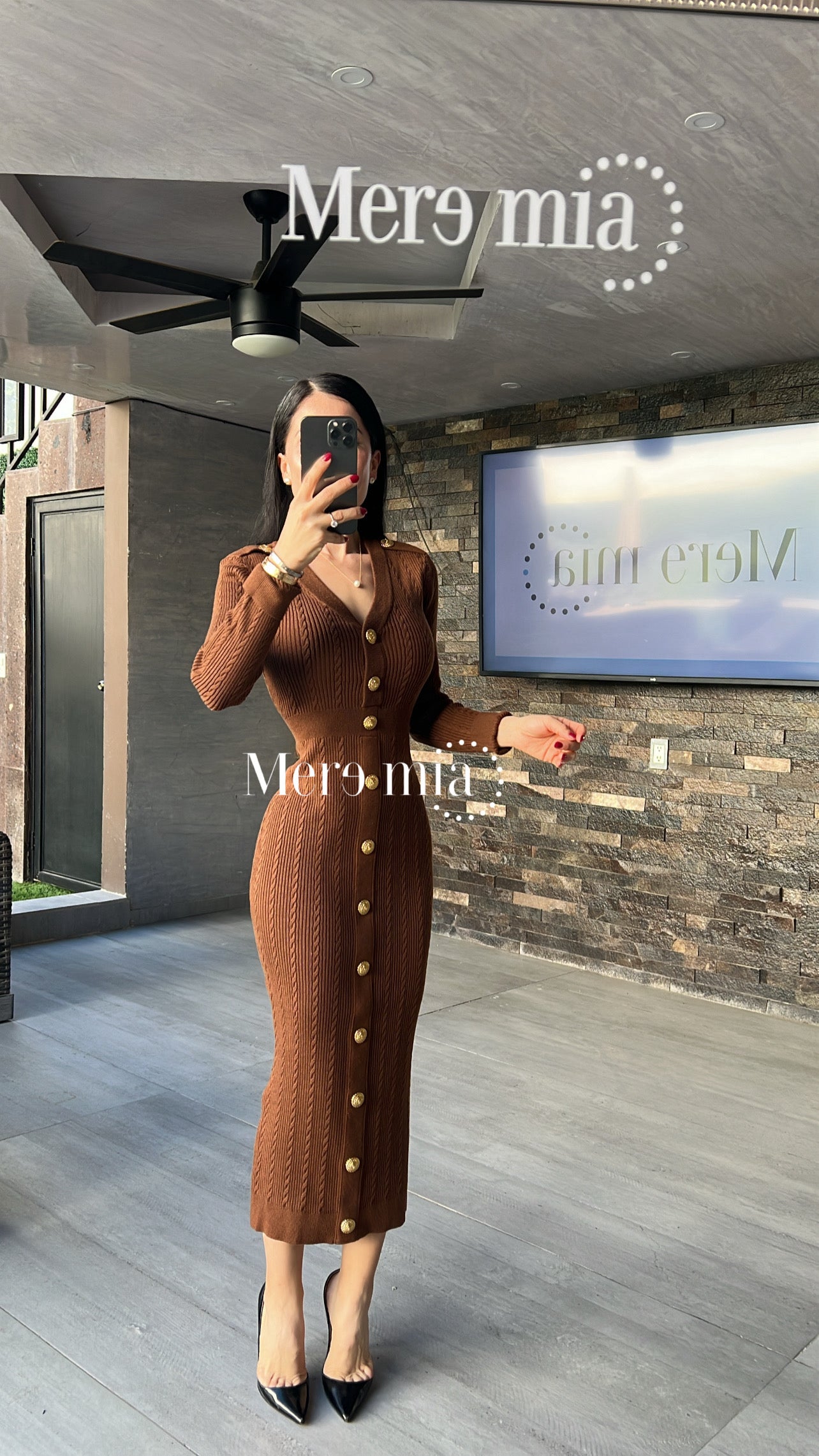 Vestido café b dorados