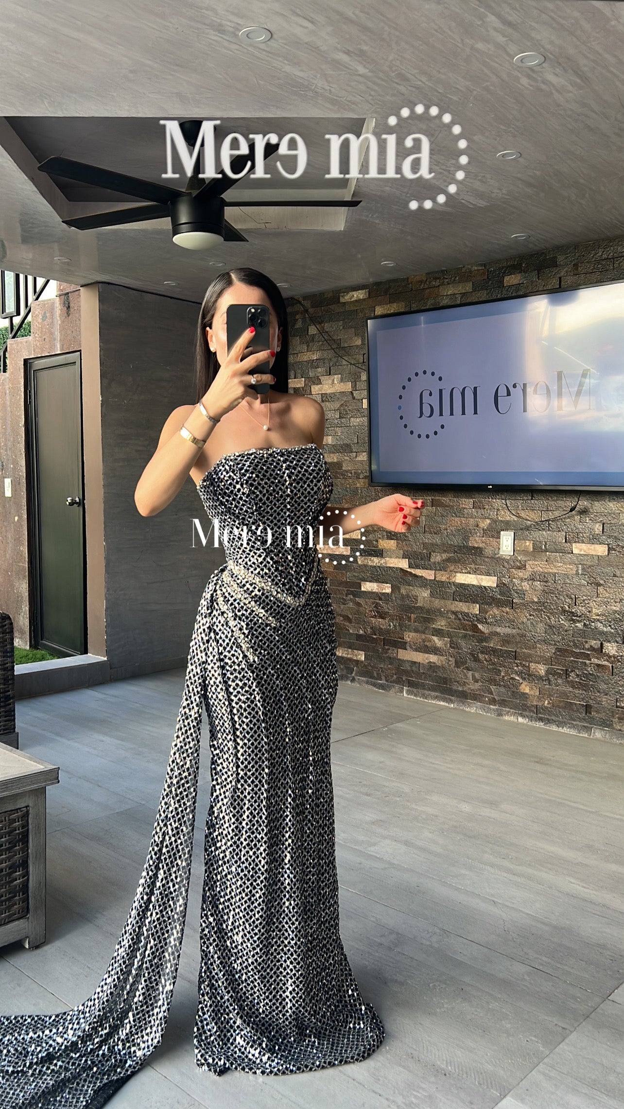 Vestido negro lent plata