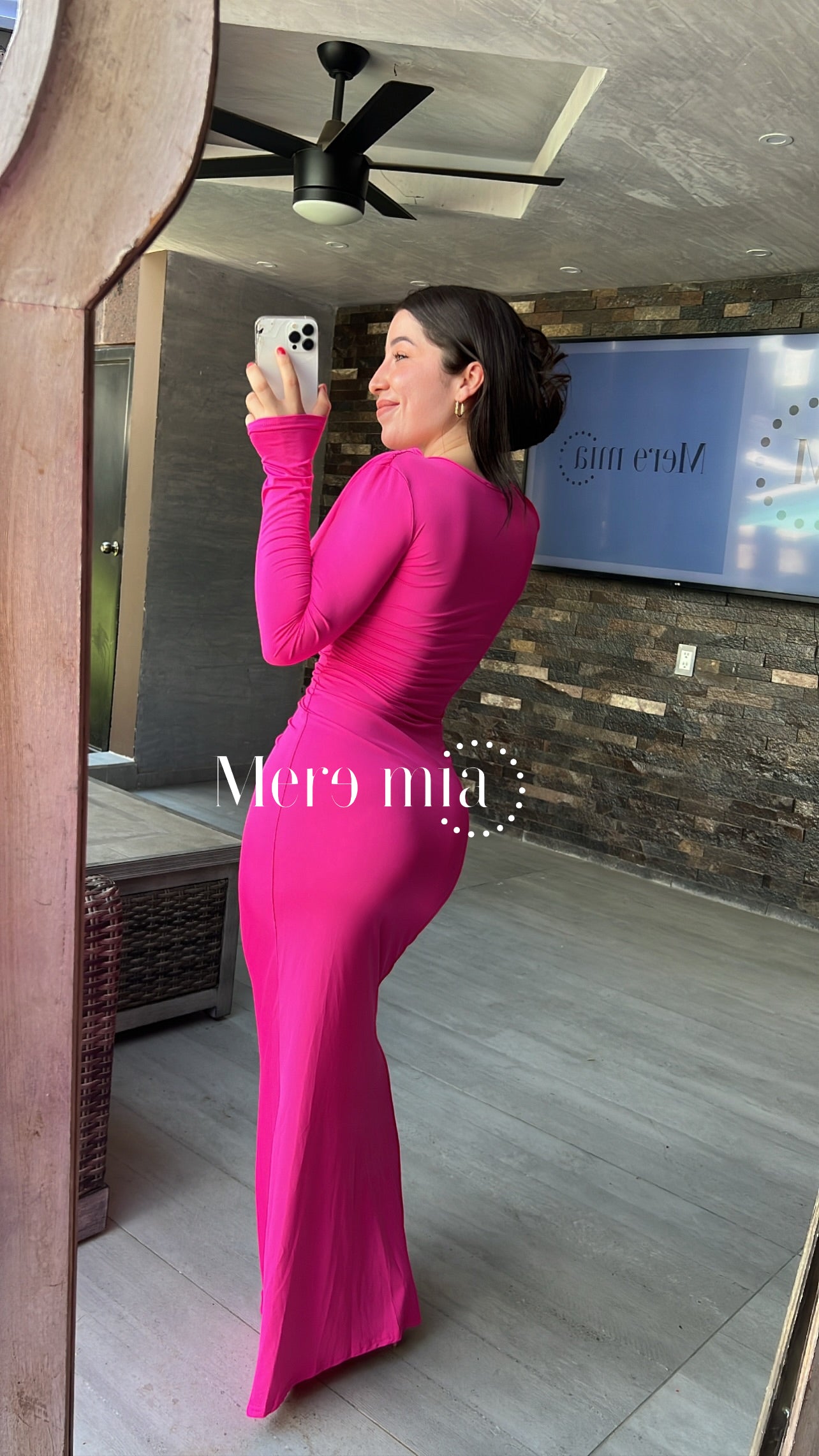 Vestido rosa largo