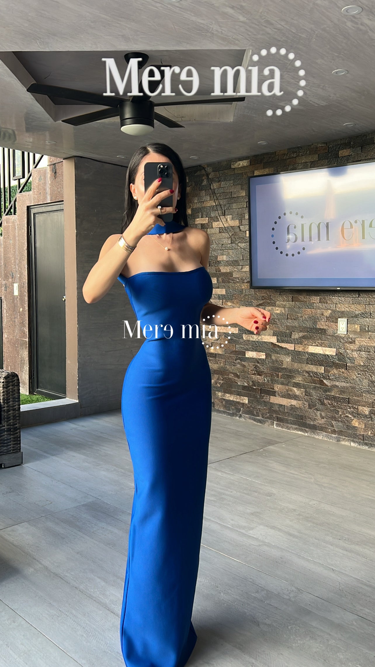 Vestido azul rey cuello