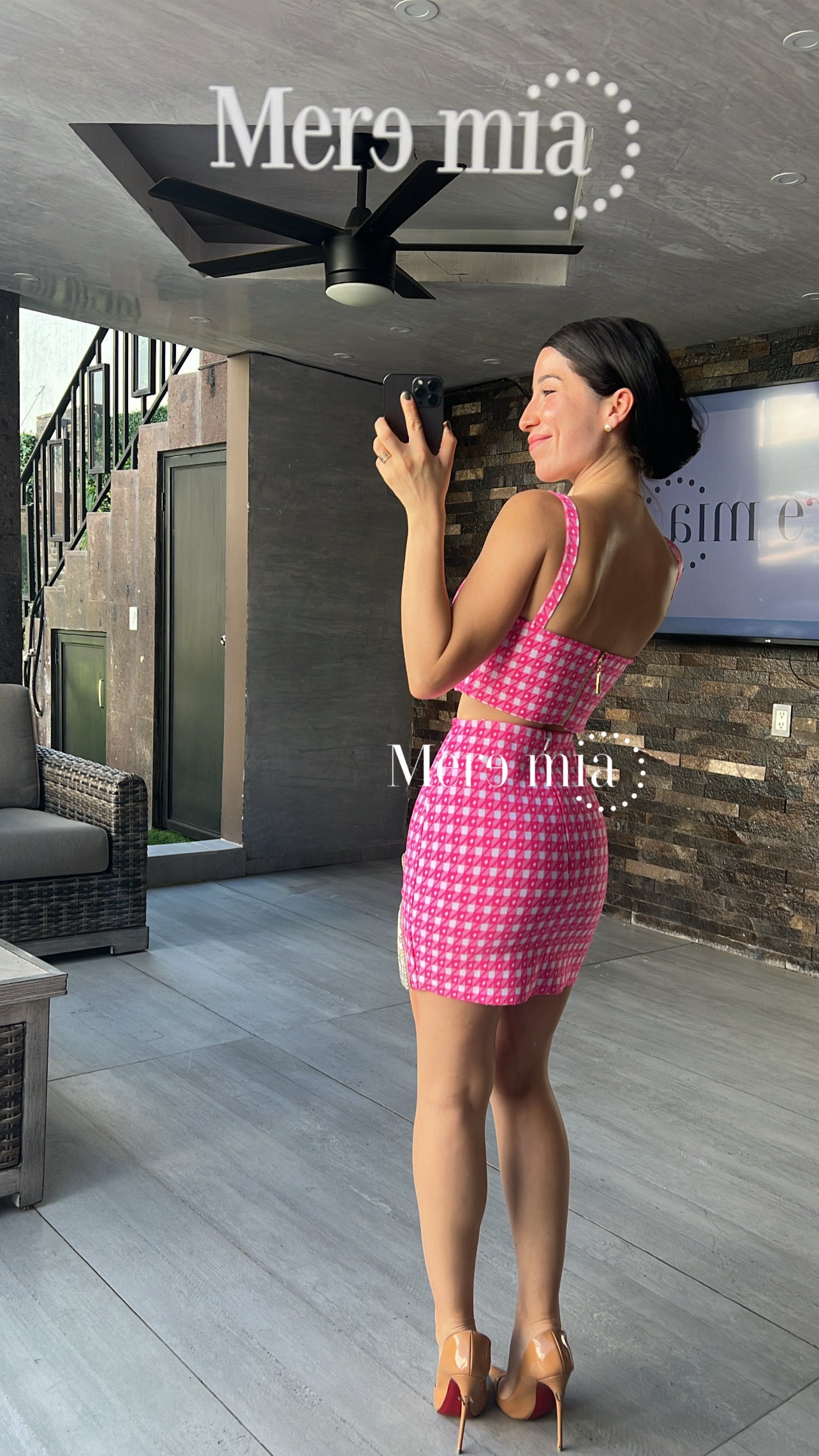 Conjunto rosa cuadros