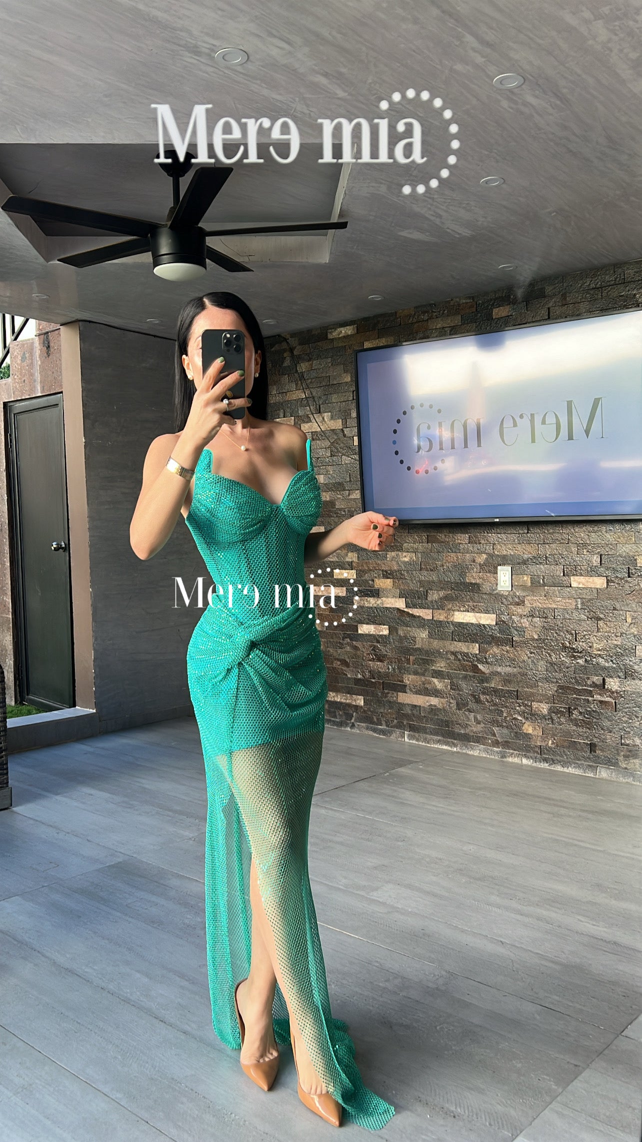 Vestido puntos malla turq