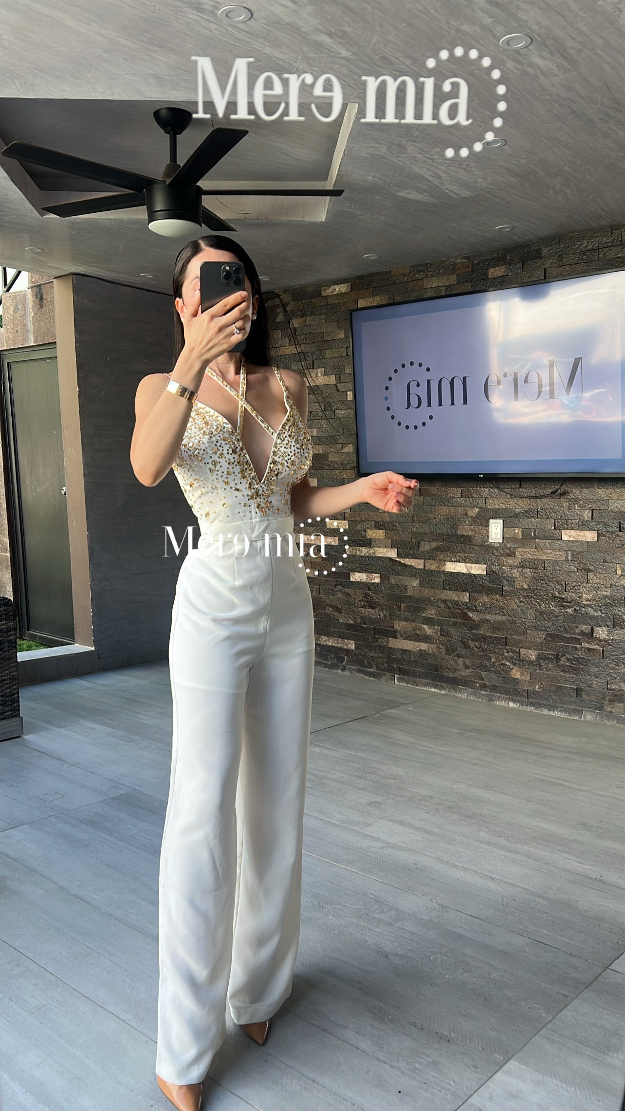 Jumpsuit blanco dorado