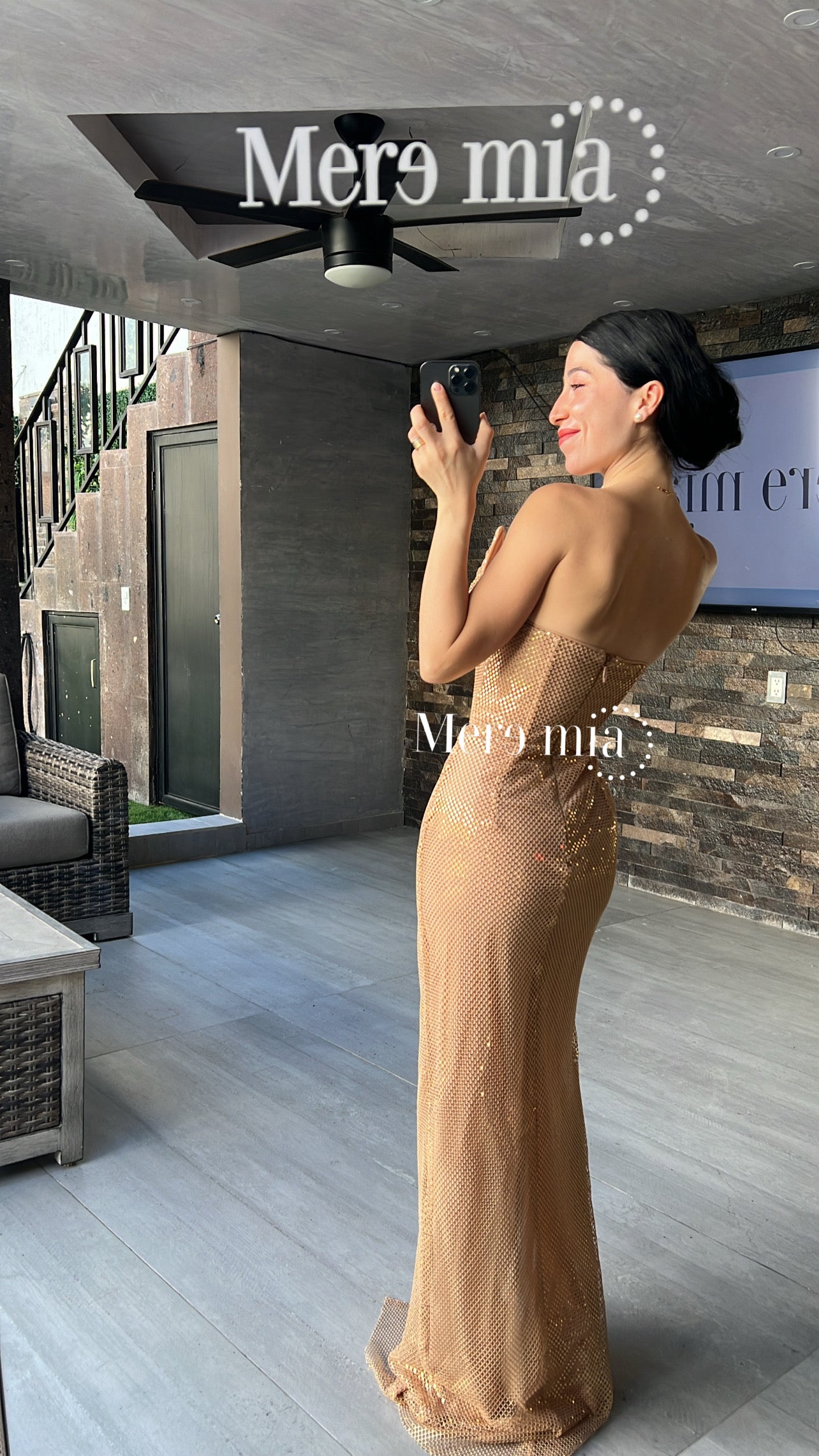 Vestido puntos cobre
