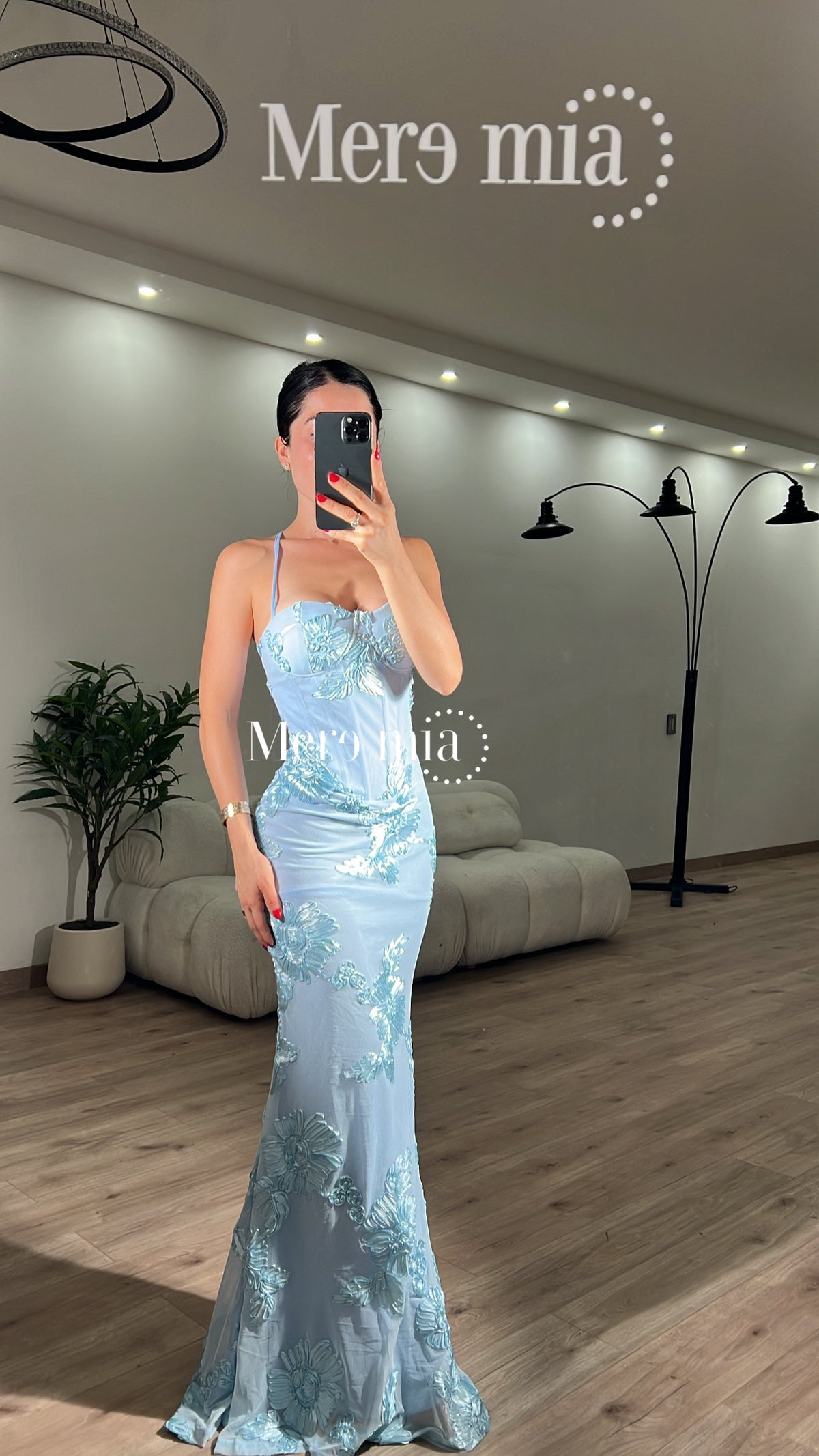 Vestido bord copas largo