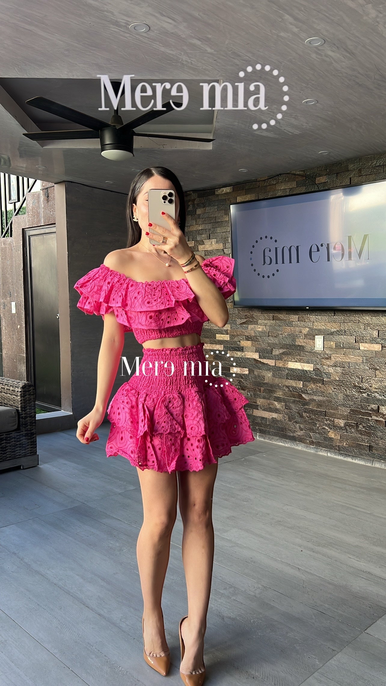 Conjunto rosa esc hombros