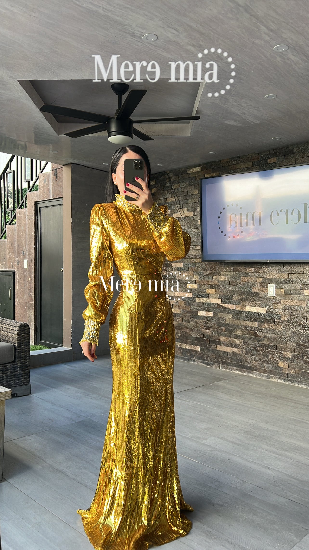 Vestido dorado lentejuelas ml