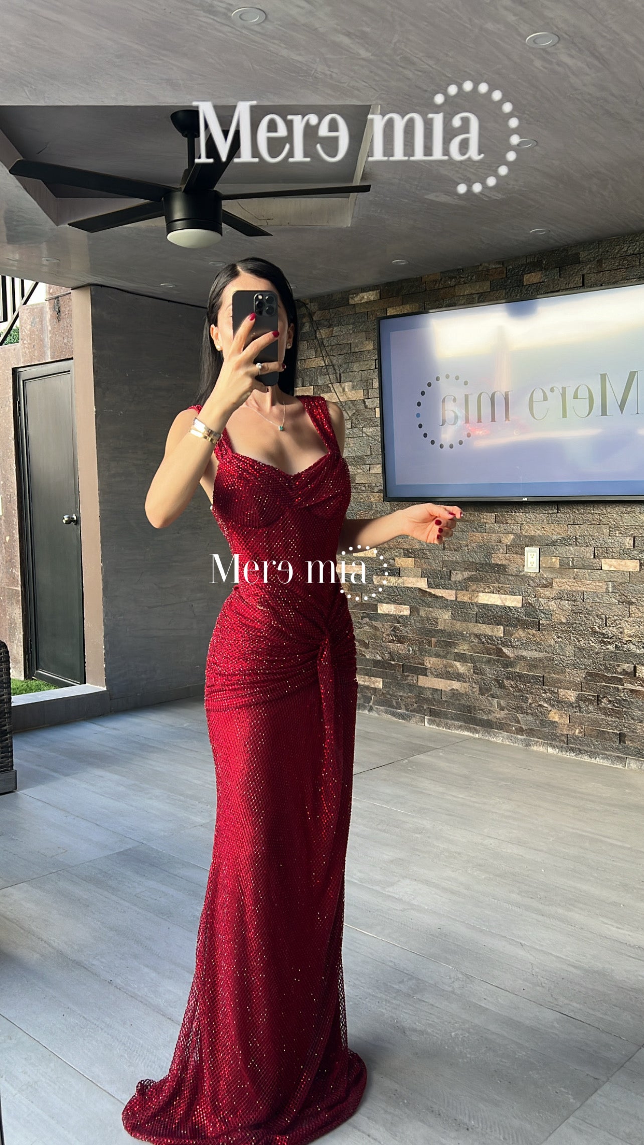 Vestido tinto puntos nudo brill