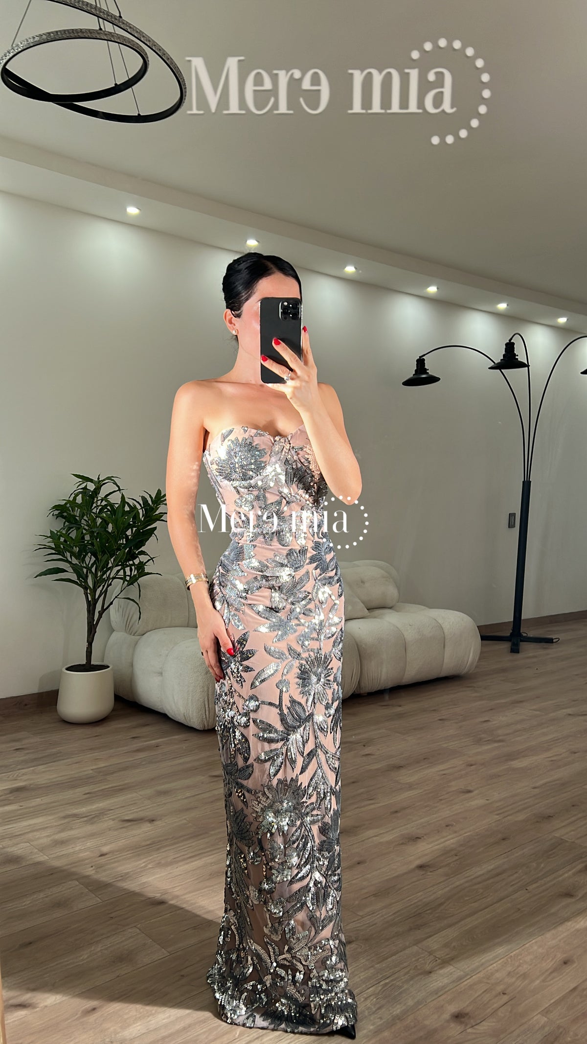 Vestido plata ramas