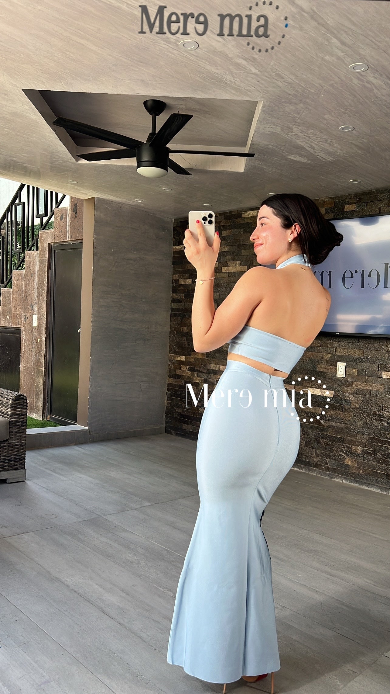 Conjunto azul falda larga