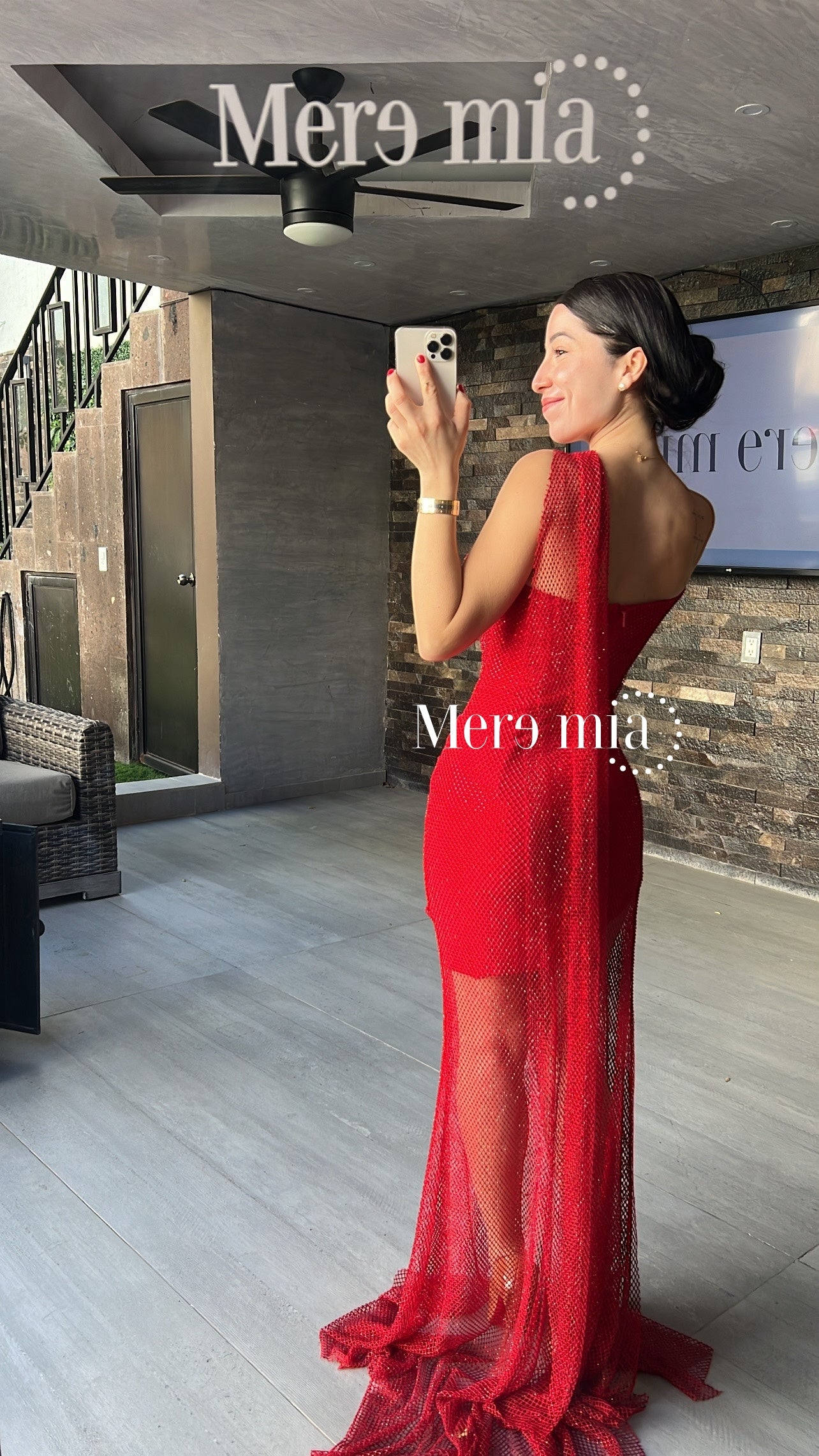 Vestido rojo puntos largo