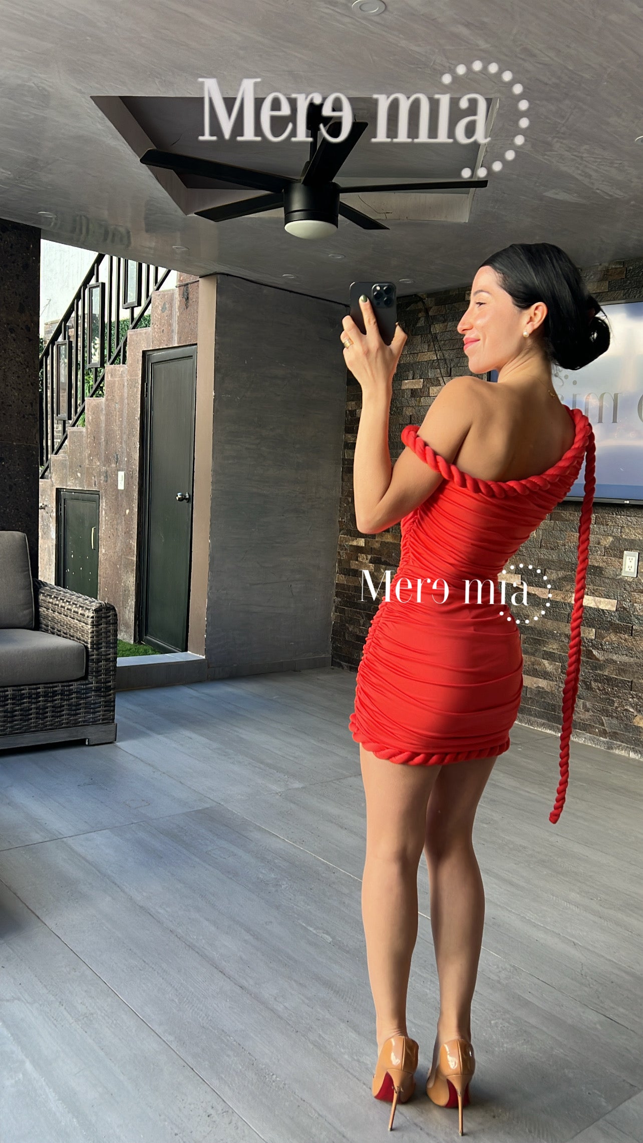 Vestido rojo trenza