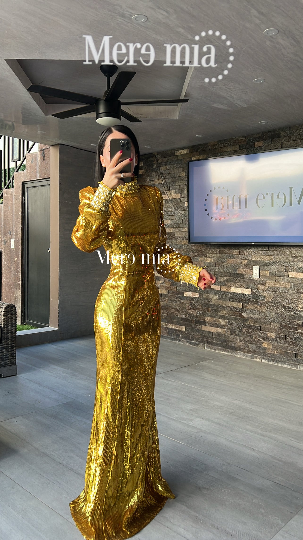 Vestido dorado lentejuelas ml