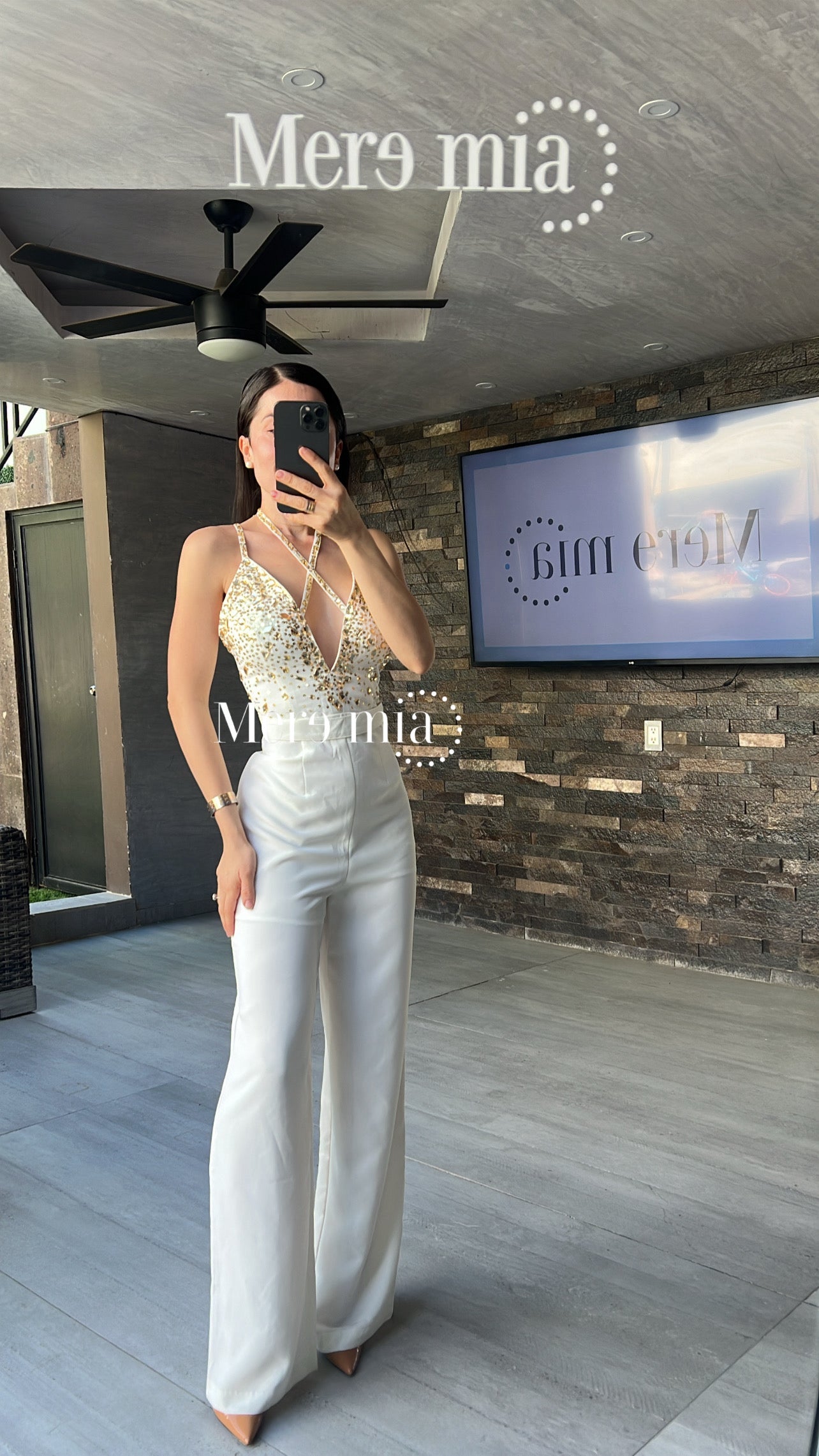 Jumpsuit blanco dorado