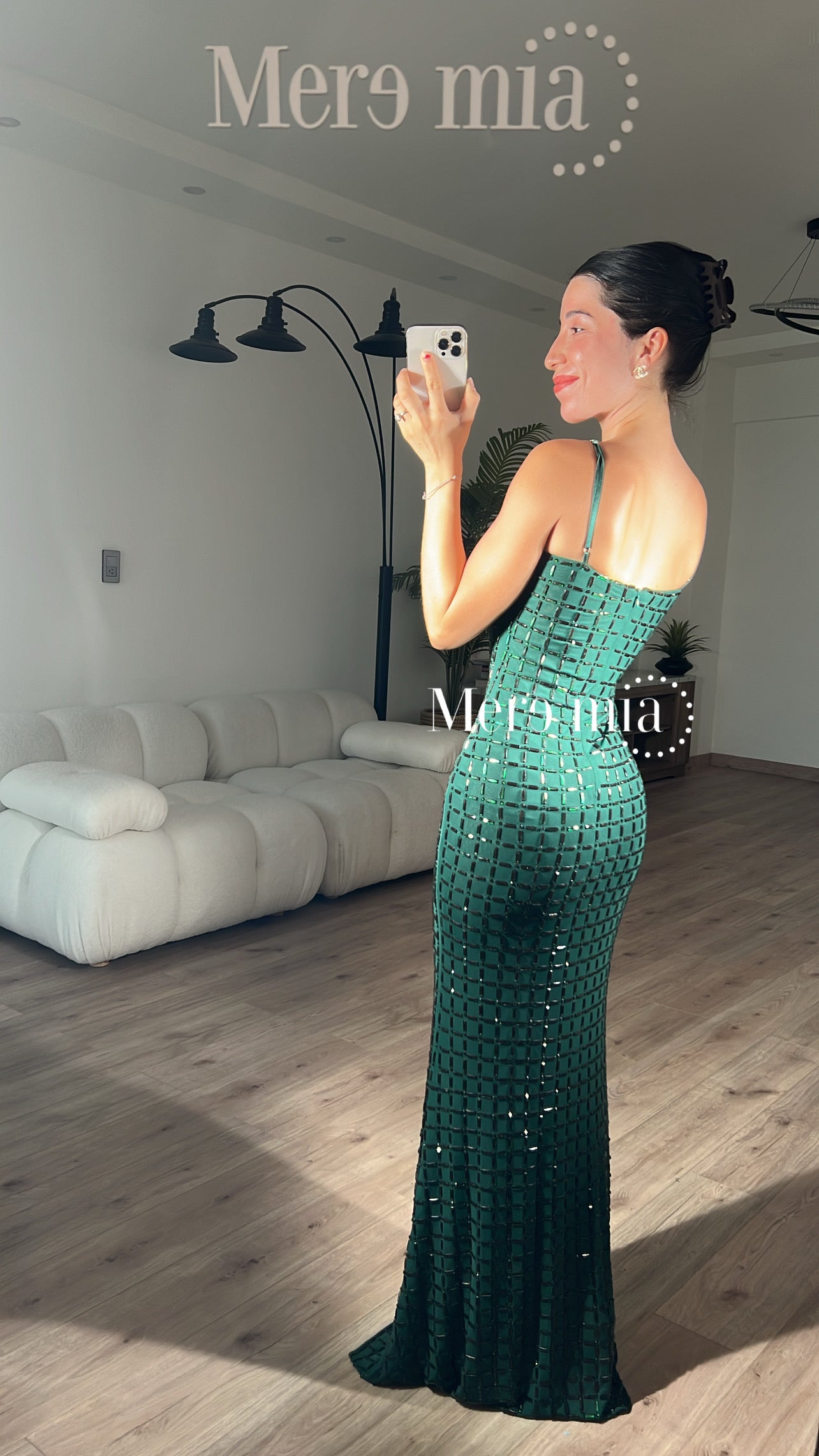 Vestido verde apl largo